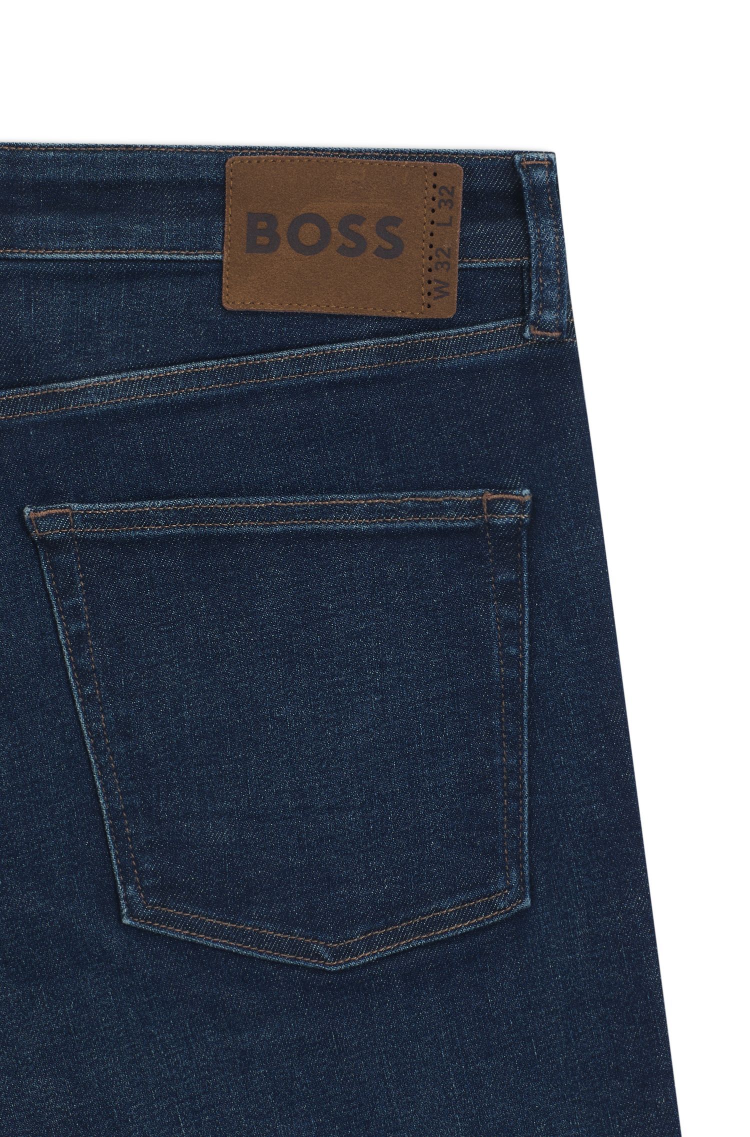 BOSS - Quần jeans dáng slim fit vải denim xanh co giãn hiệu năng