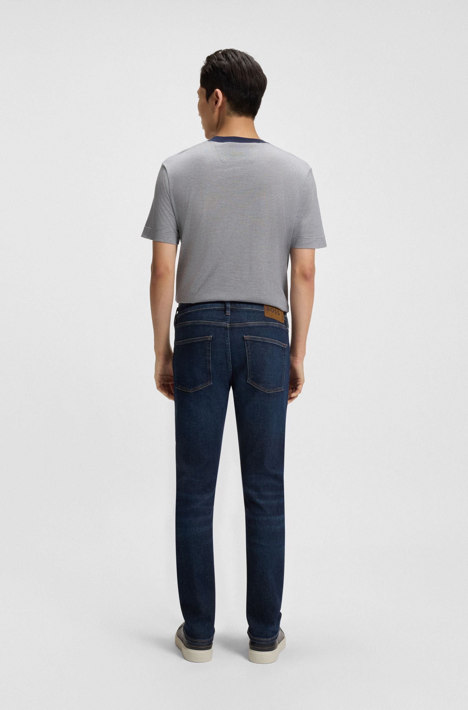 BOSS - Quần jeans dáng slim fit vải denim xanh co giãn hiệu năng