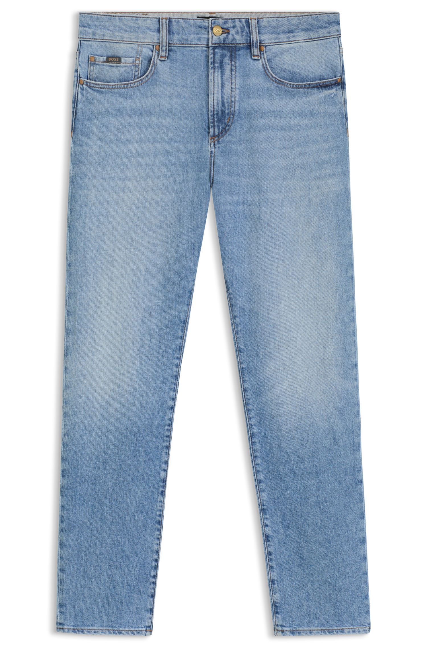 BOSS - Quần jeans dáng slim fit vải denim xanh co giãn thoải mái