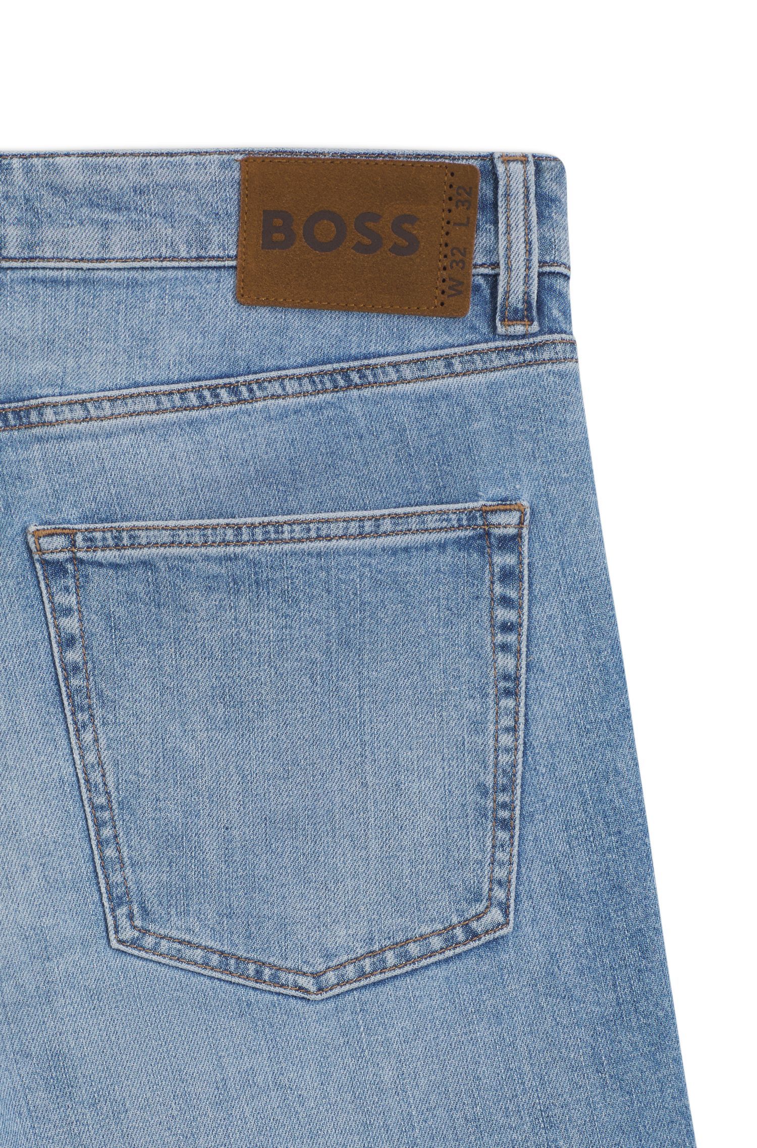 BOSS - Quần jeans dáng slim fit vải denim xanh co giãn thoải mái