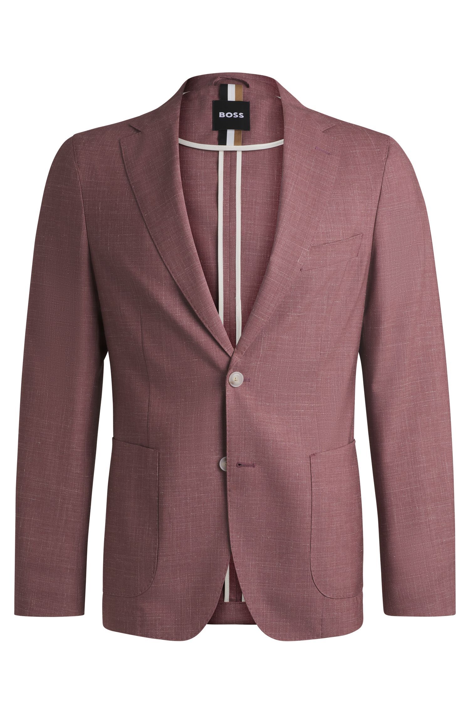 BOSS - Áo vest dáng ôm slim fit chất liệu pha len họa tiết