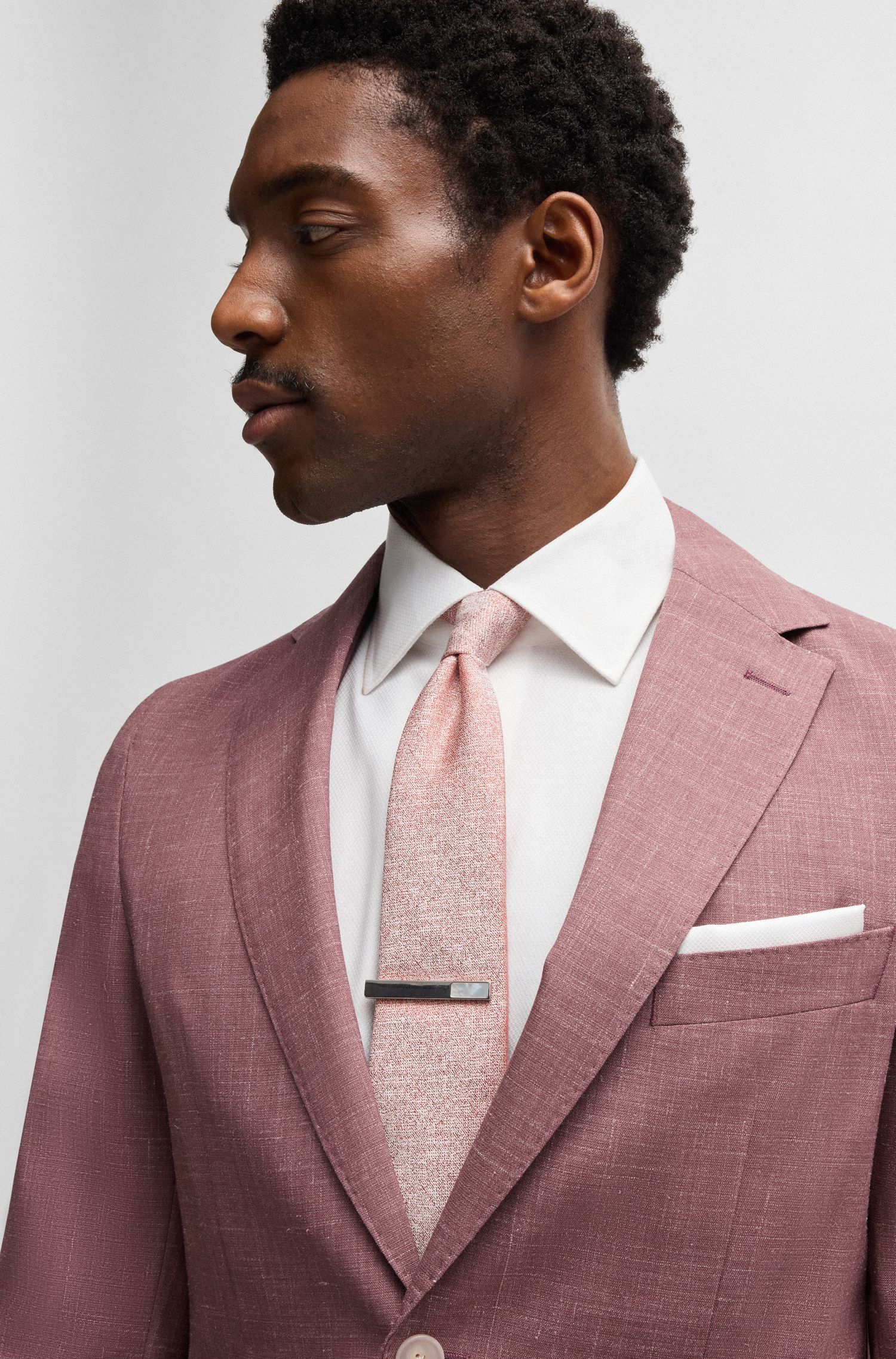 BOSS - Áo vest dáng ôm slim fit chất liệu pha len họa tiết