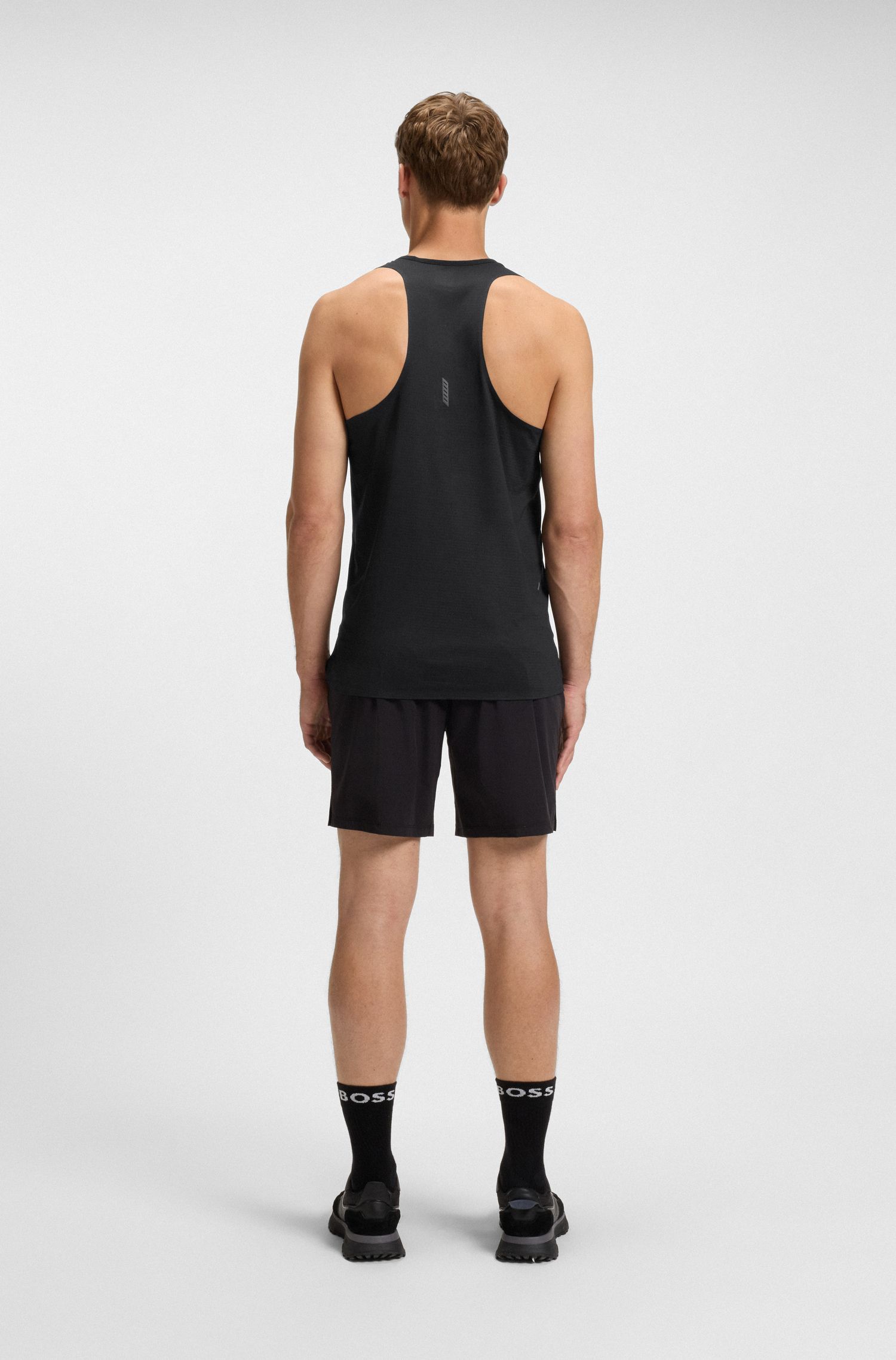 Áo tank top thể thao vải lưới jersey với chi tiết trang trí phản quang