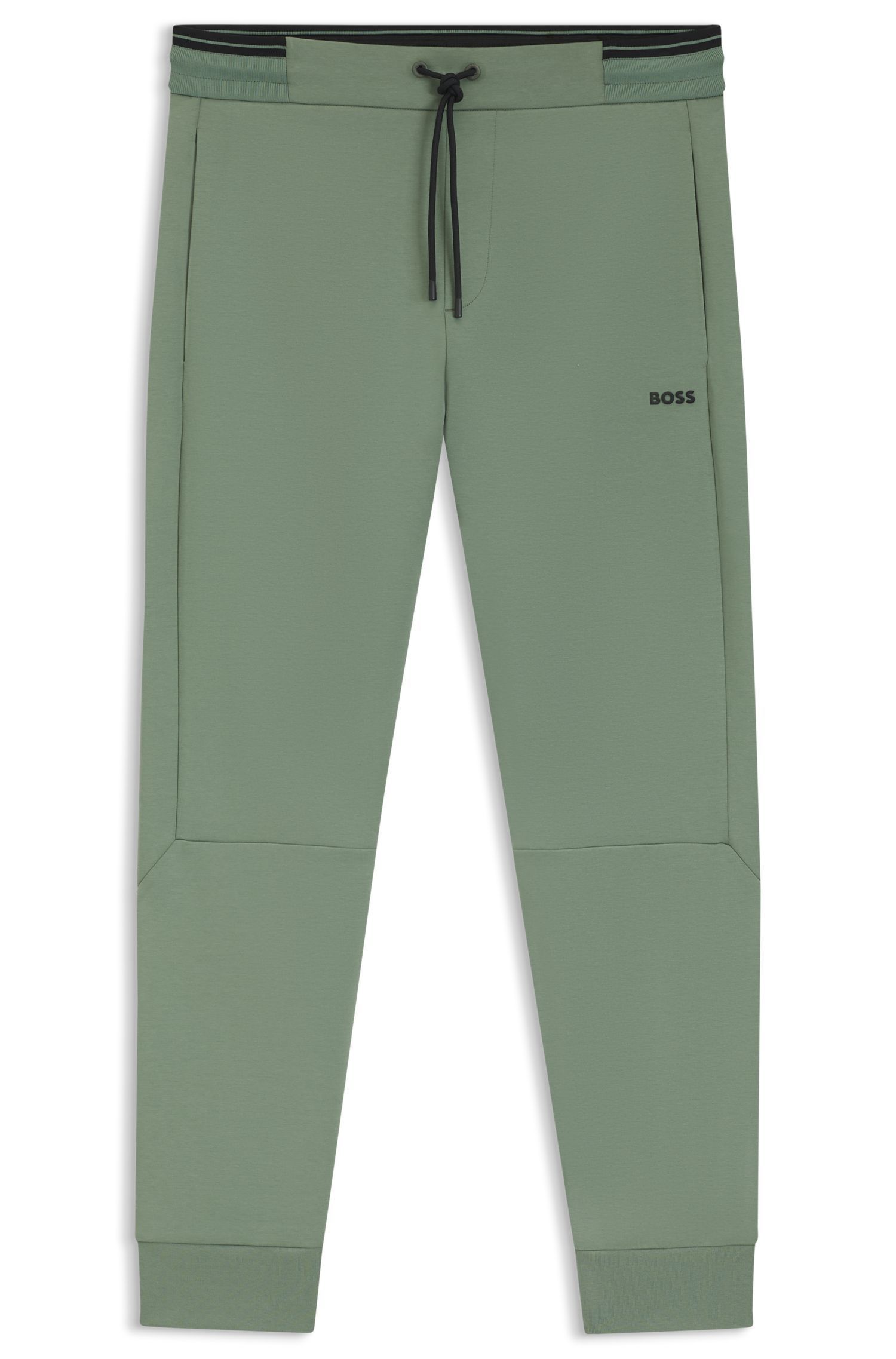 BOSS - Quần thể thao vải cotton pha với viền sọc