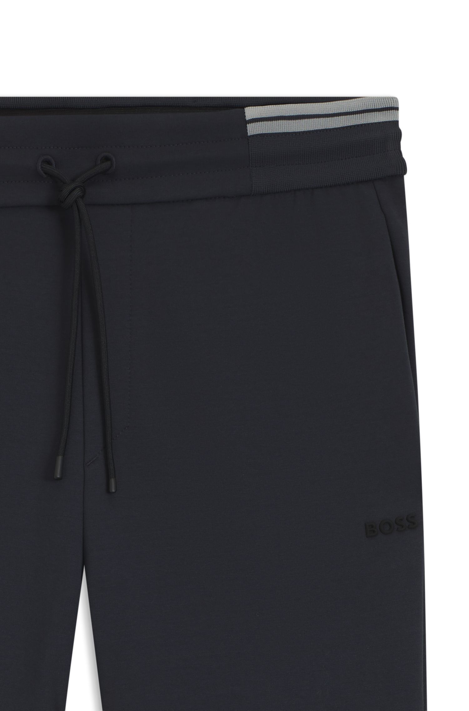 BOSS - Quần thể thao vải cotton pha với viền sọc
