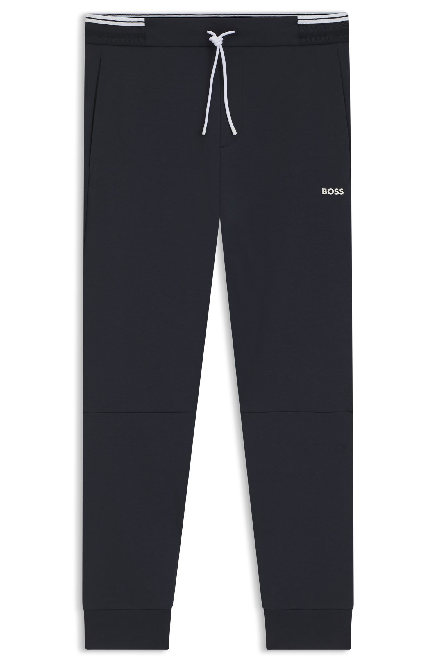 BOSS - Quần thể thao vải cotton pha với viền sọc