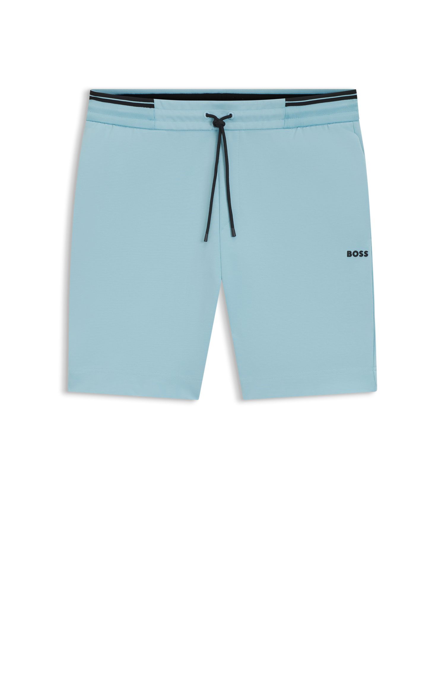 BOSS - Quần short chi tiết sọc vải cotton co giãn