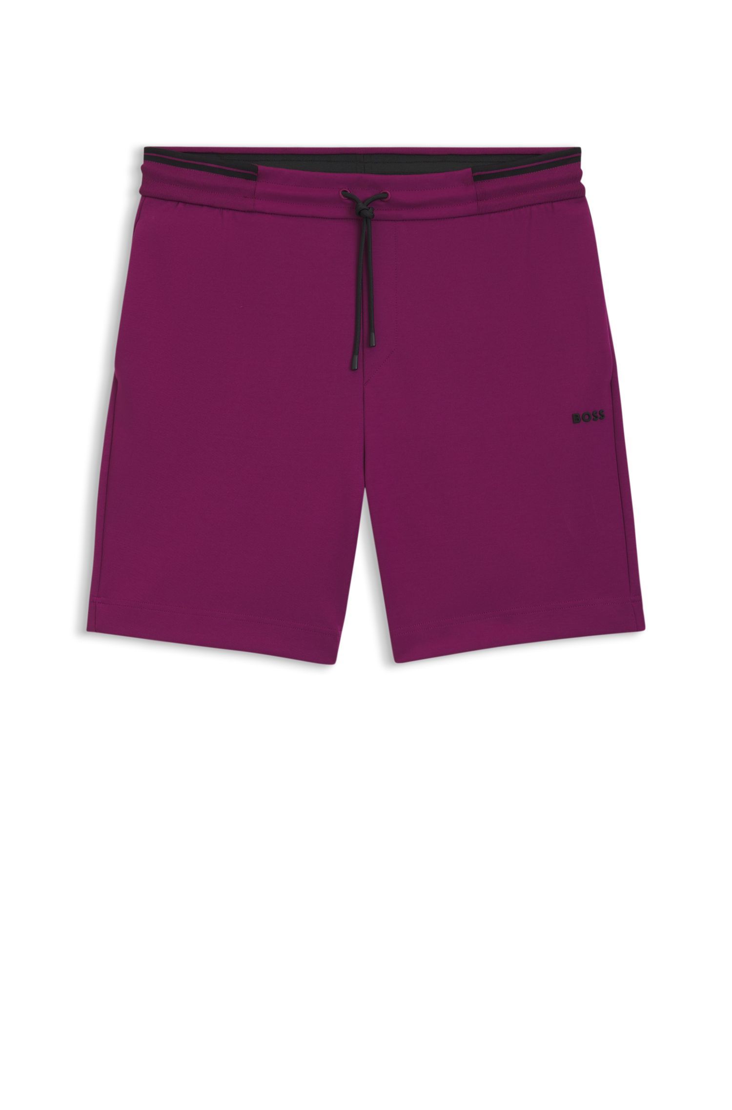 BOSS - Quần short chi tiết sọc vải cotton co giãn