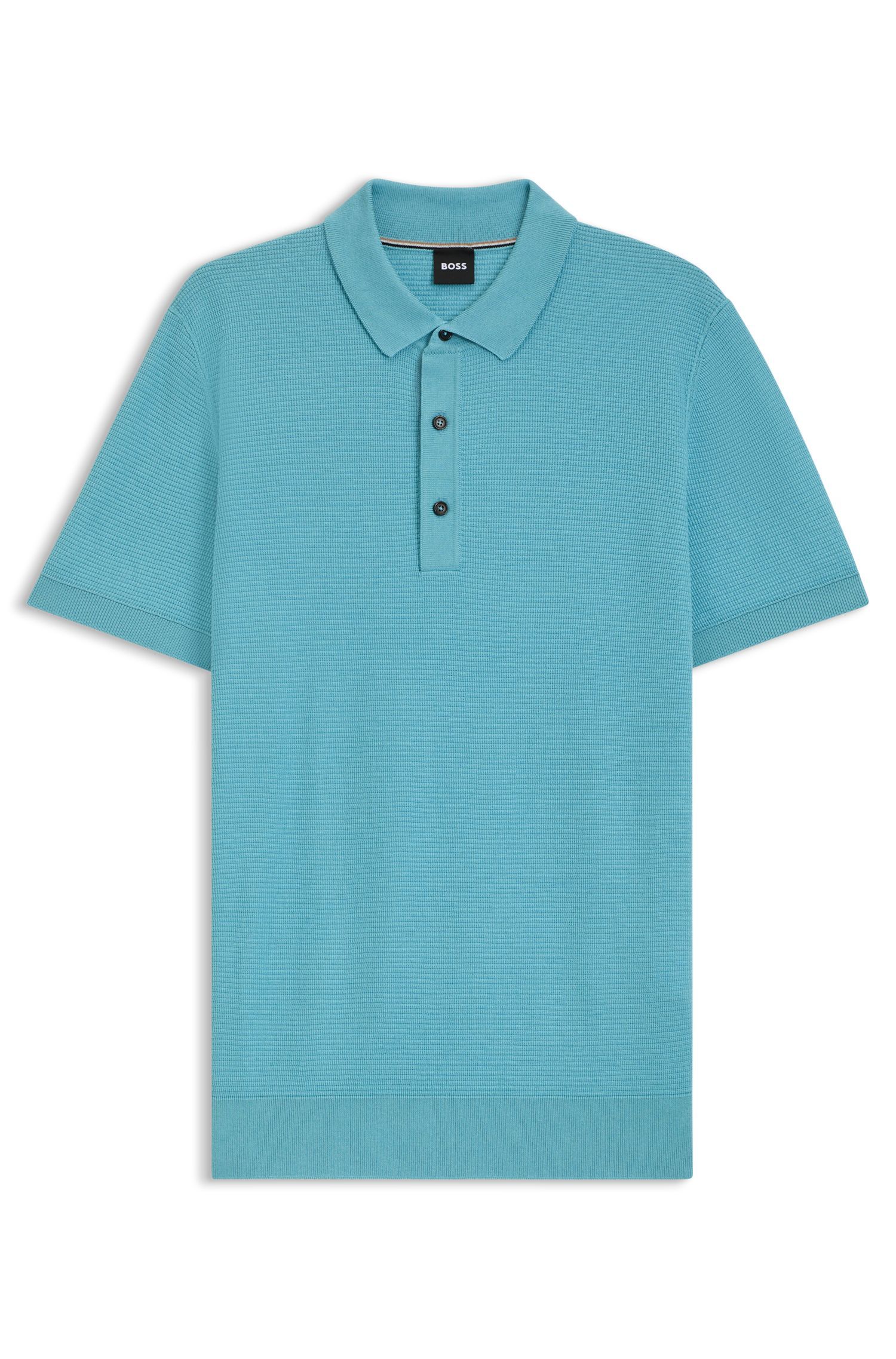 BOSS - Áo polo dệt kim dáng regular fit vải cotton pha
