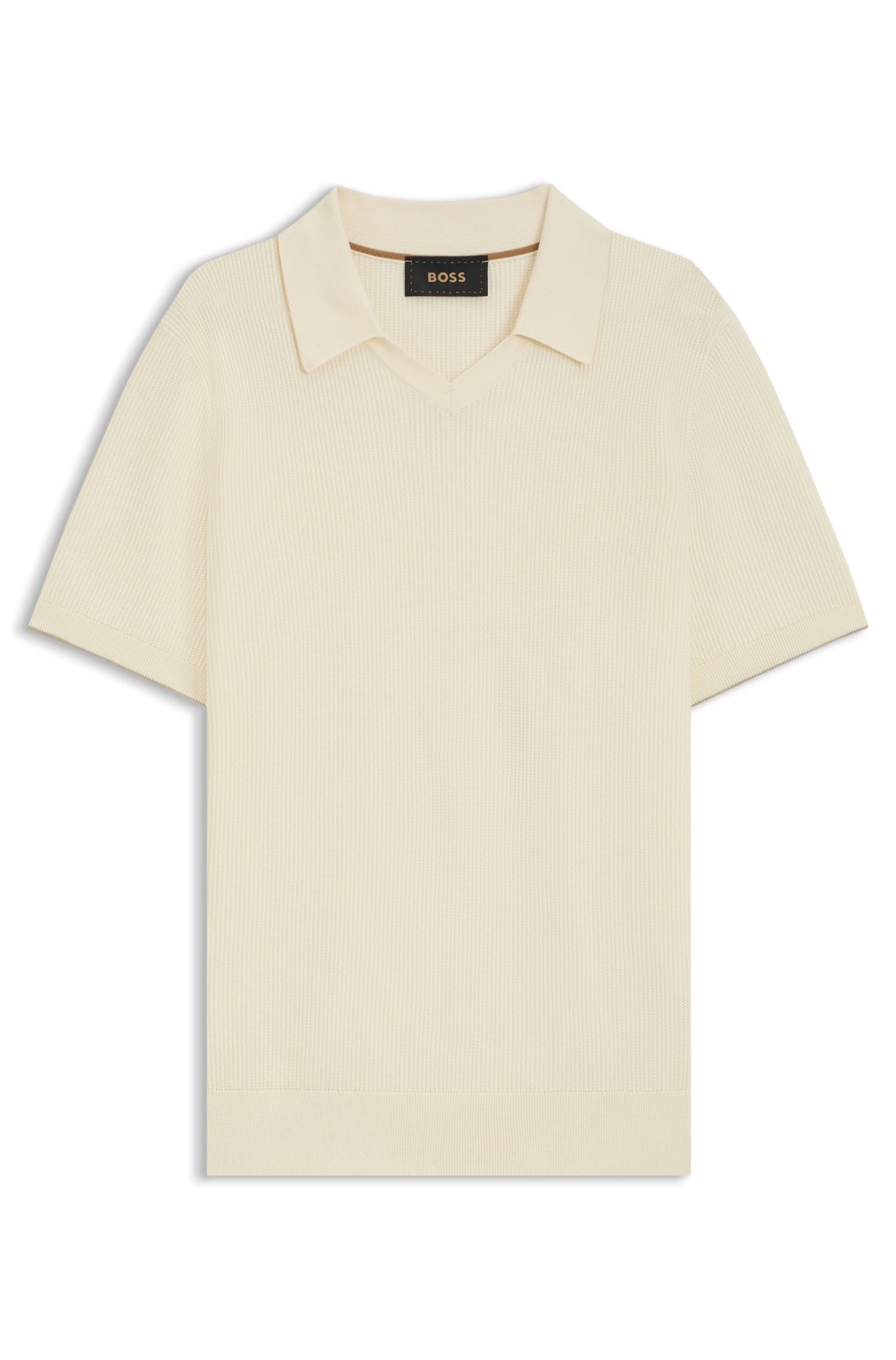 BOSS - Áo polo len vải lụa cotton