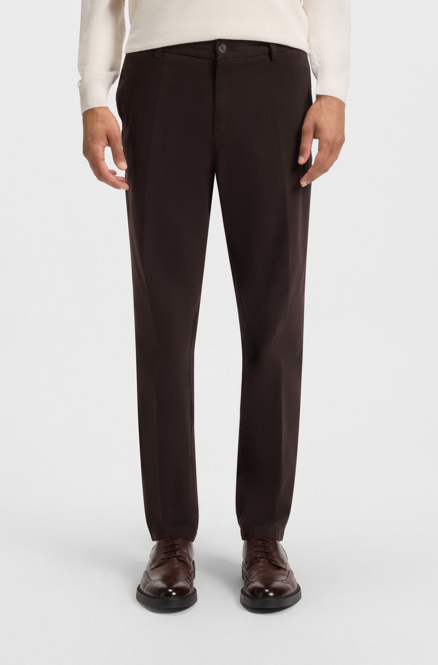 Quần âu kiểu dáng hiện đại vải twill cotton co giãn
