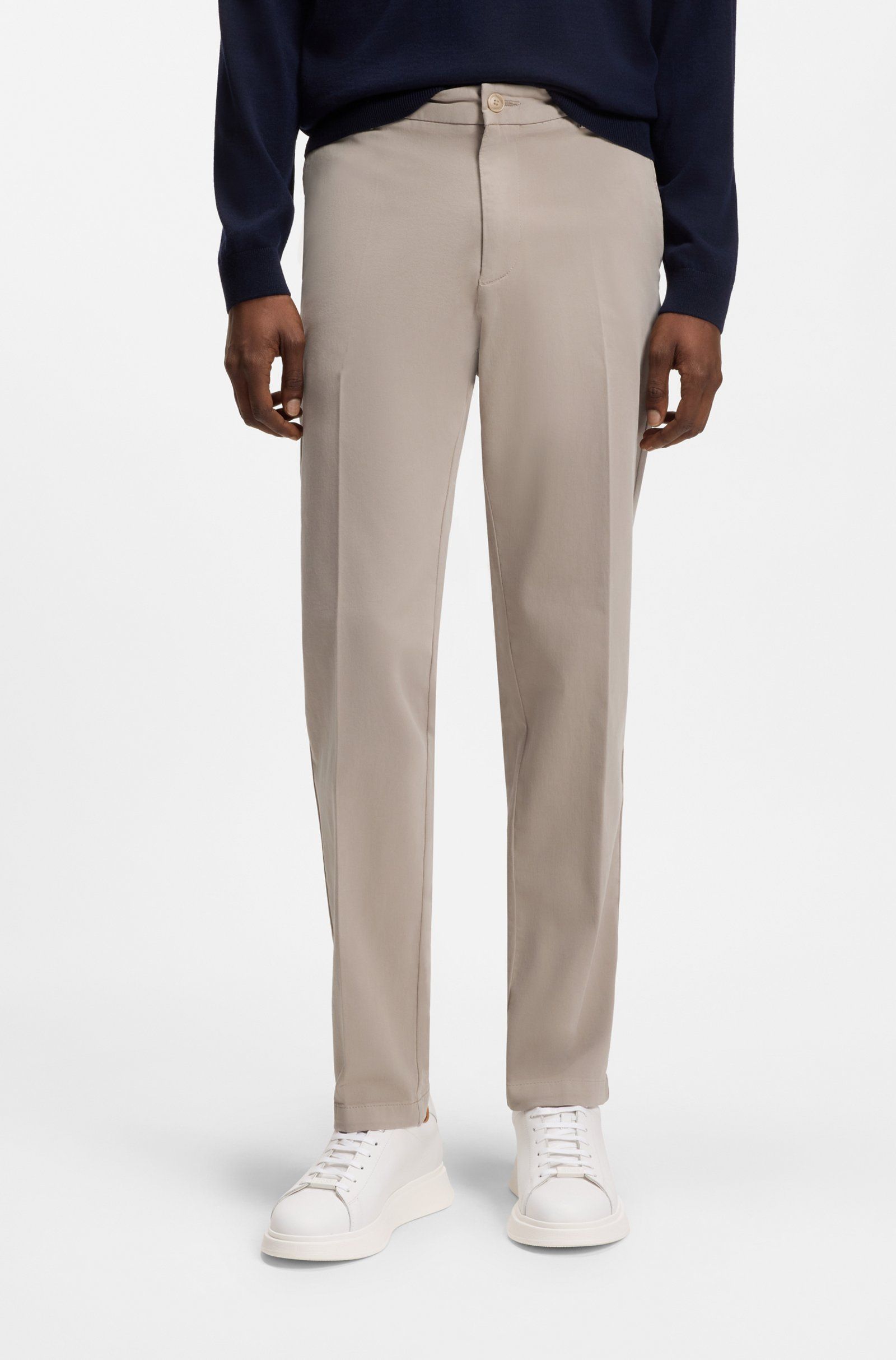 Quần âu kiểu dáng hiện đại vải twill cotton co giãn