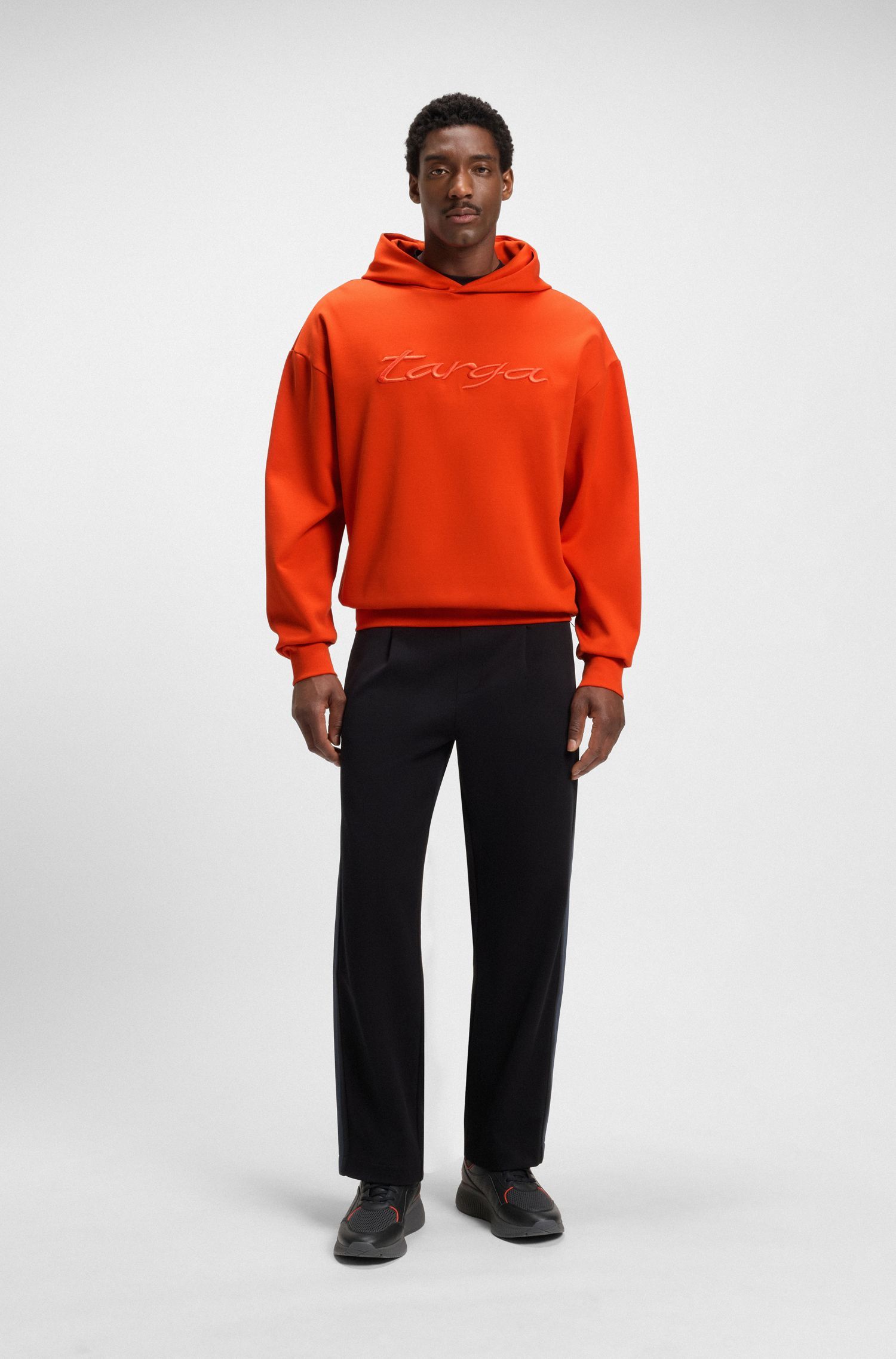 BOSS - Áo hoodie Porsche x BOSS vải cotton pha với logo Targa