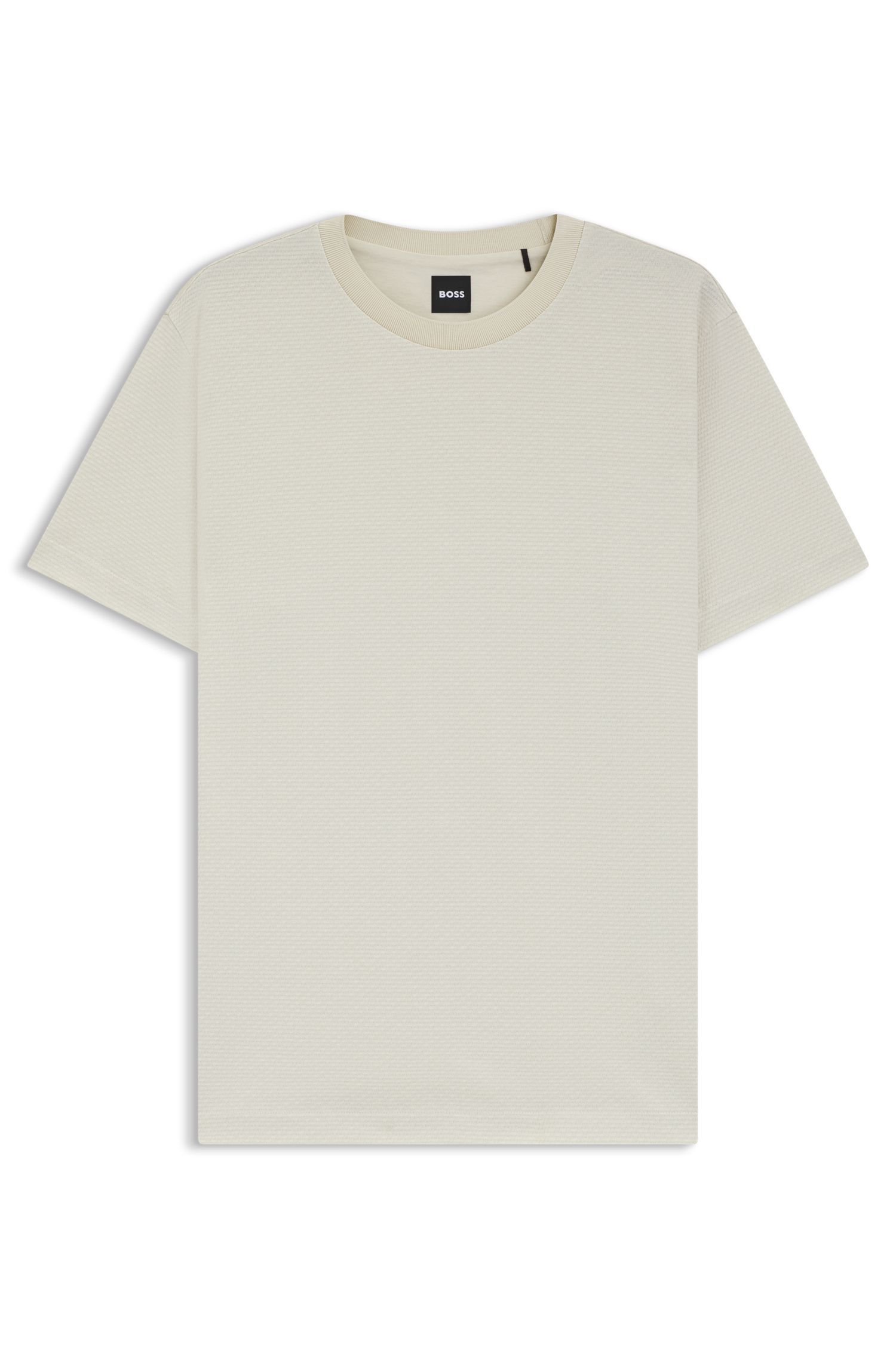 BOSS - Áo thun họa tiết hình học jacquard vải cotton mercerized