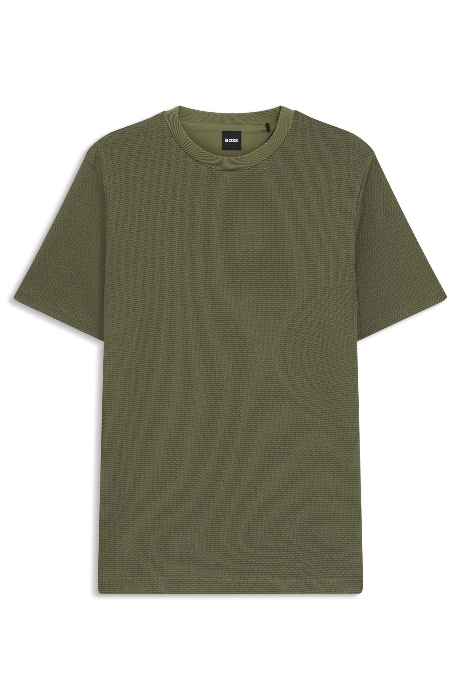 BOSS - Áo thun họa tiết hình học jacquard vải cotton mercerized