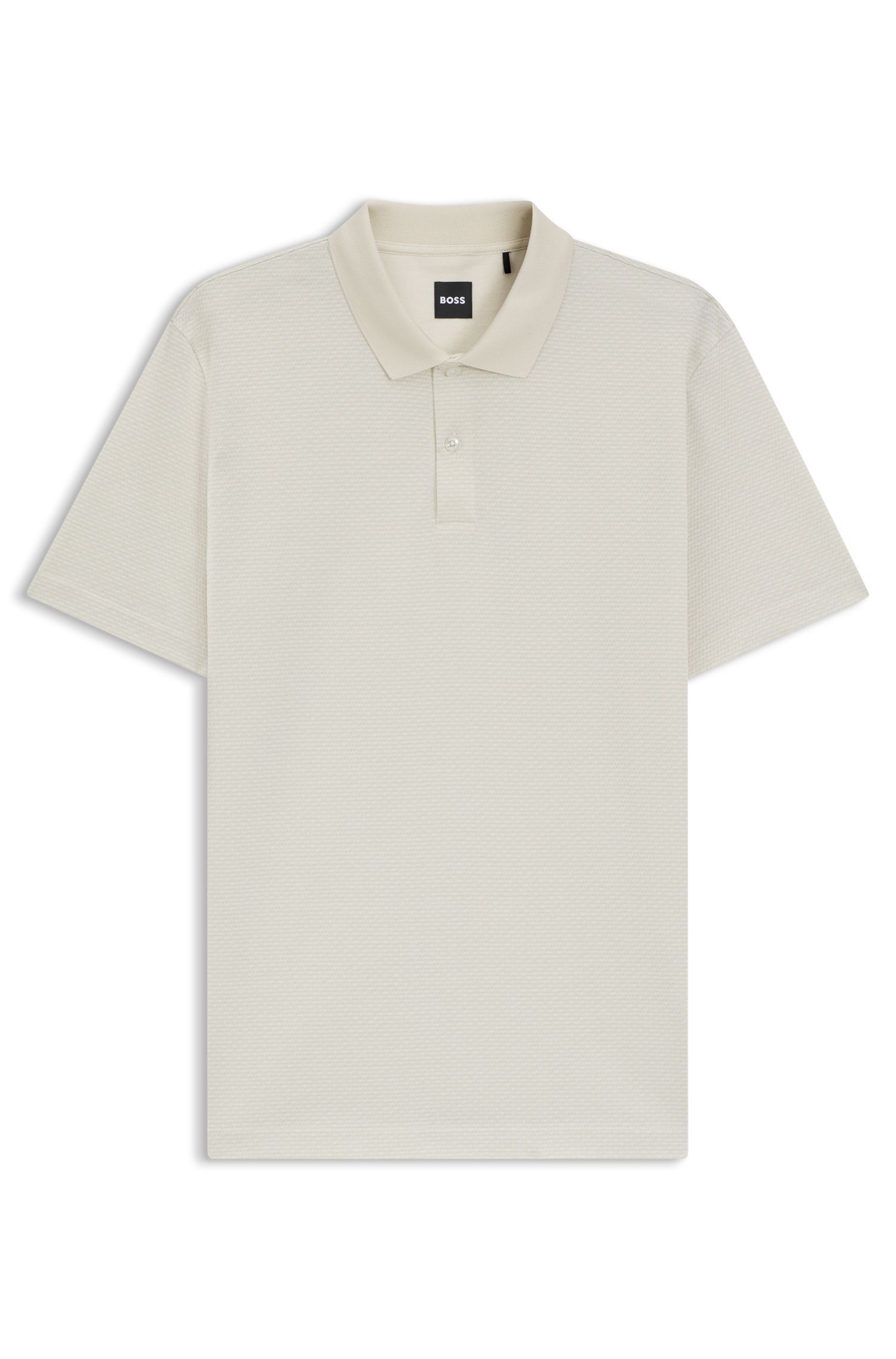 BOSS - Áo polo cotton mercerized họa tiết jacquard hình học