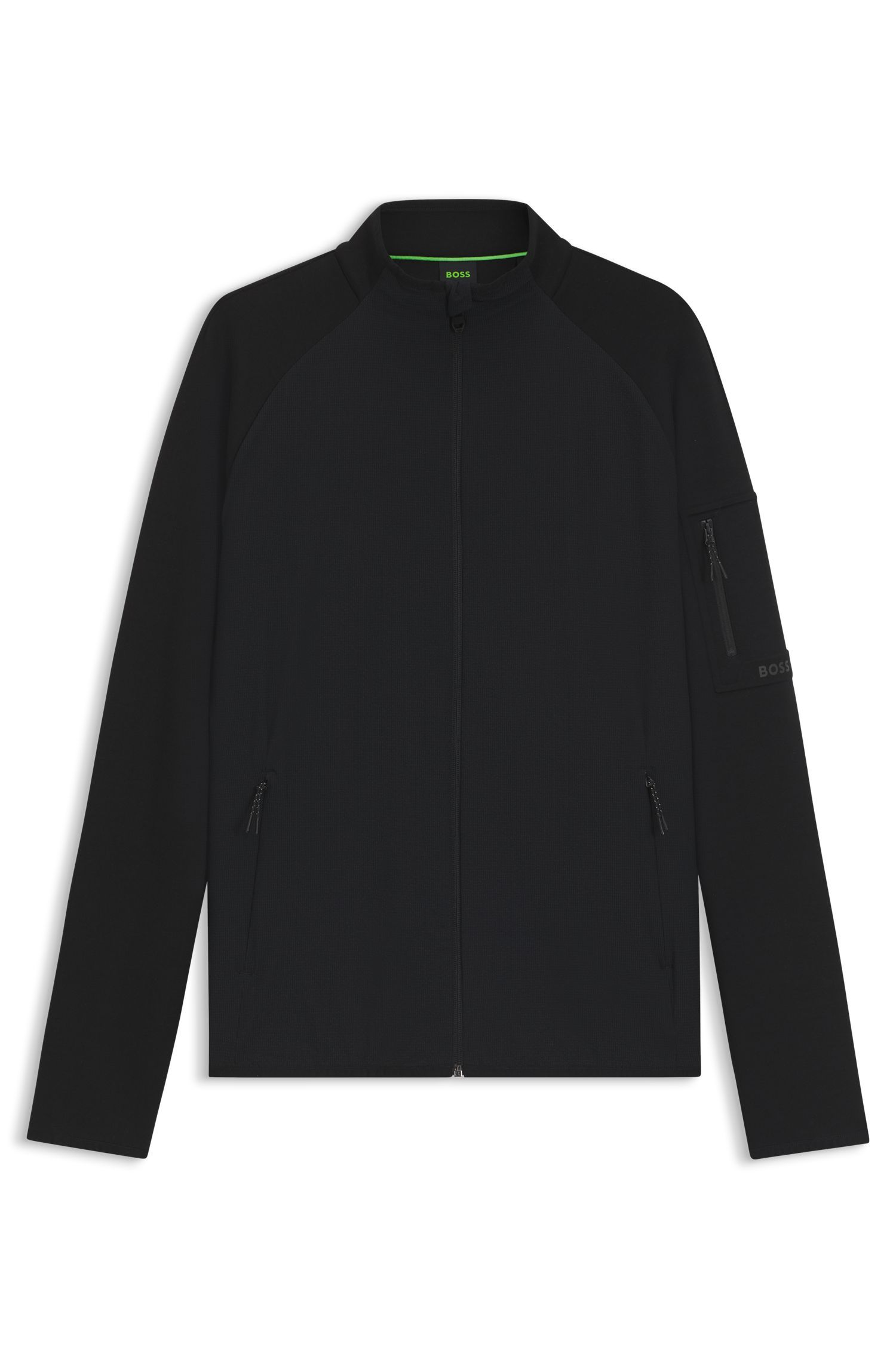 BOSS - Áo sweatshirt kéo khóa dáng regular-fit với chi tiết phản quang trang trí