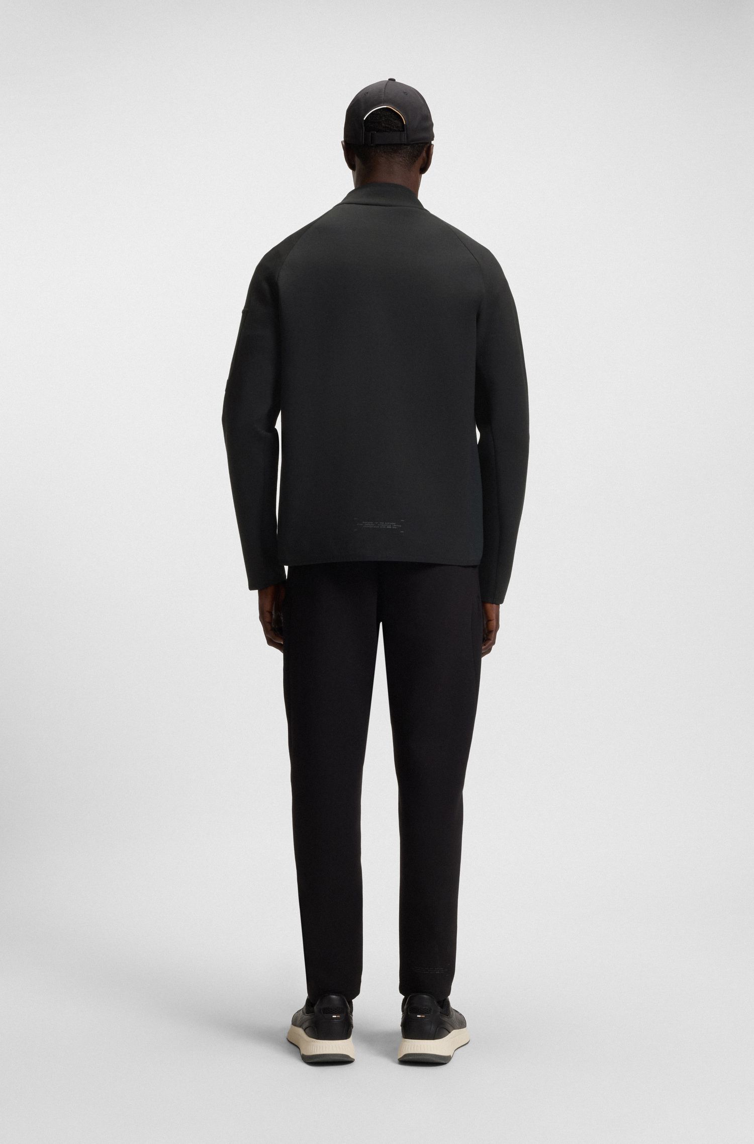 BOSS - Áo sweatshirt kéo khóa dáng regular-fit với chi tiết phản quang trang trí