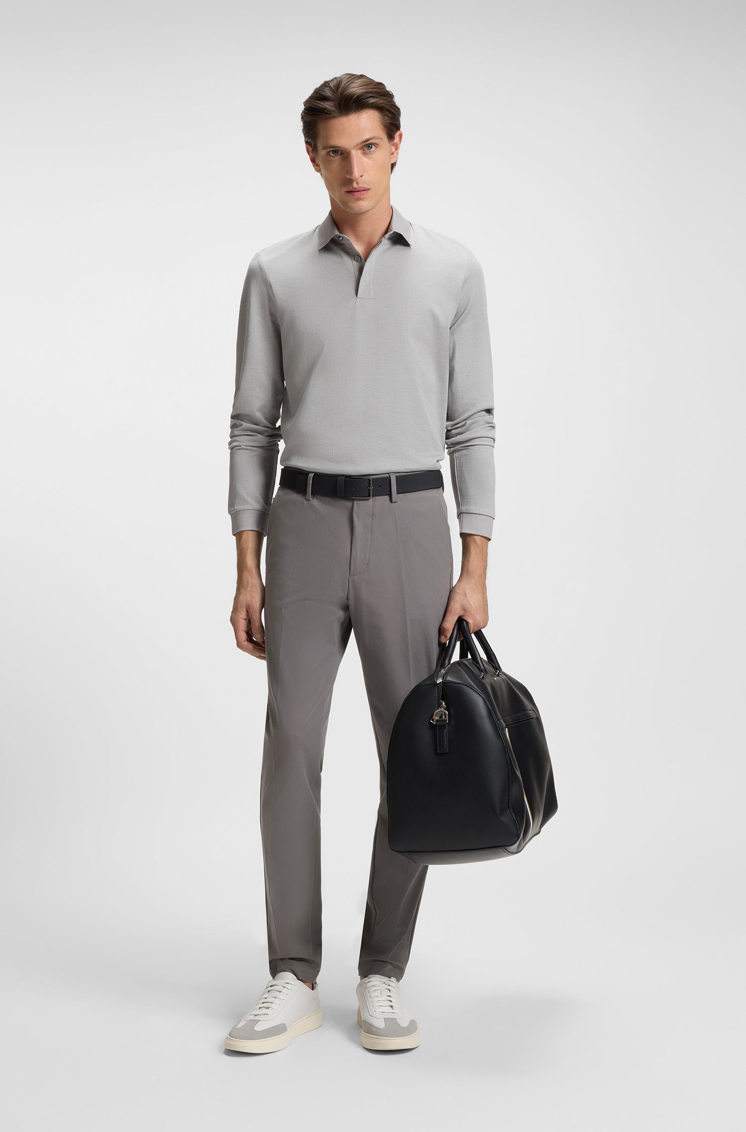 BOSS - Quần âu dáng ôm vải cotton co giãn