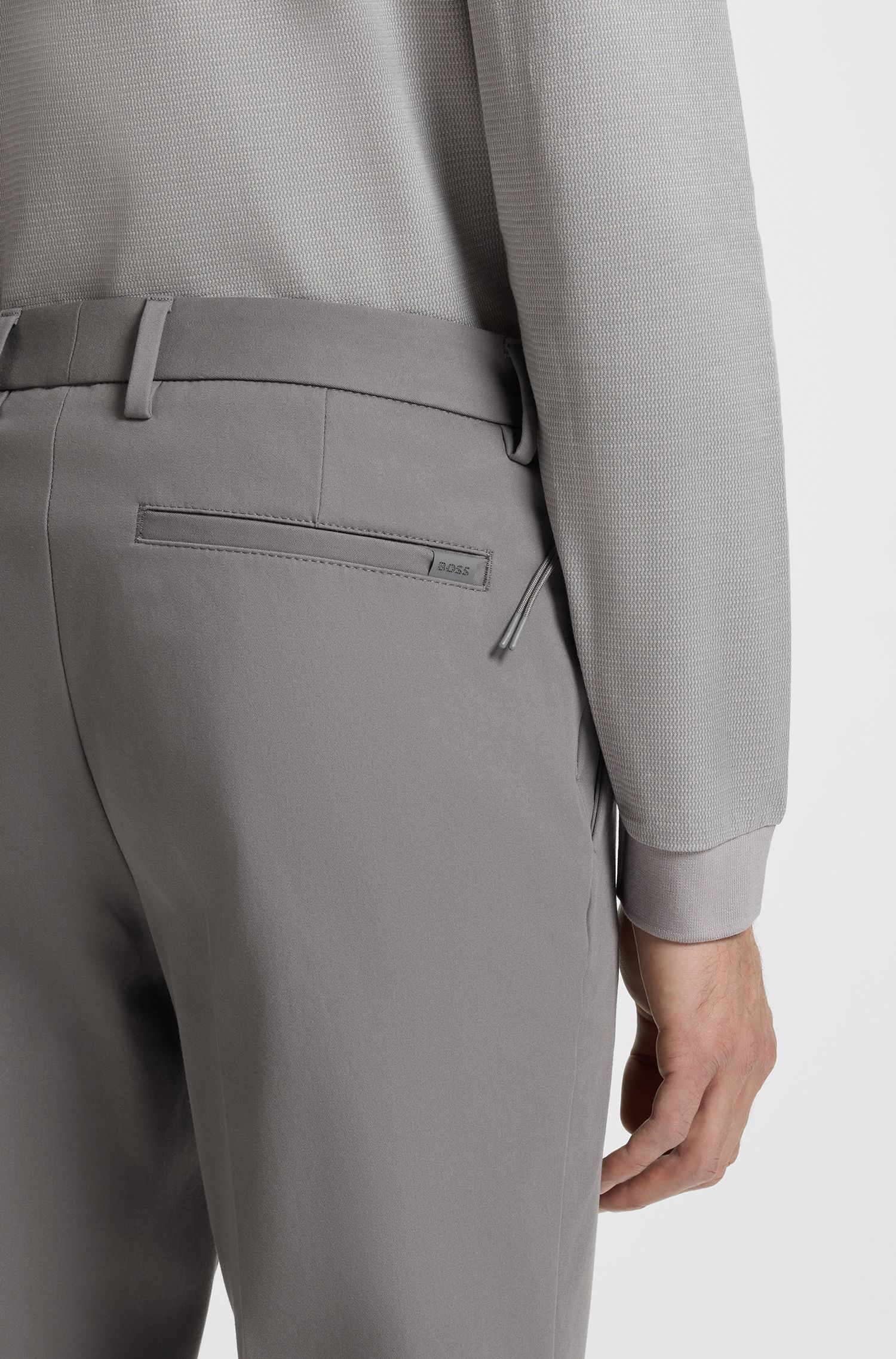 BOSS - Quần âu dáng ôm vải cotton co giãn
