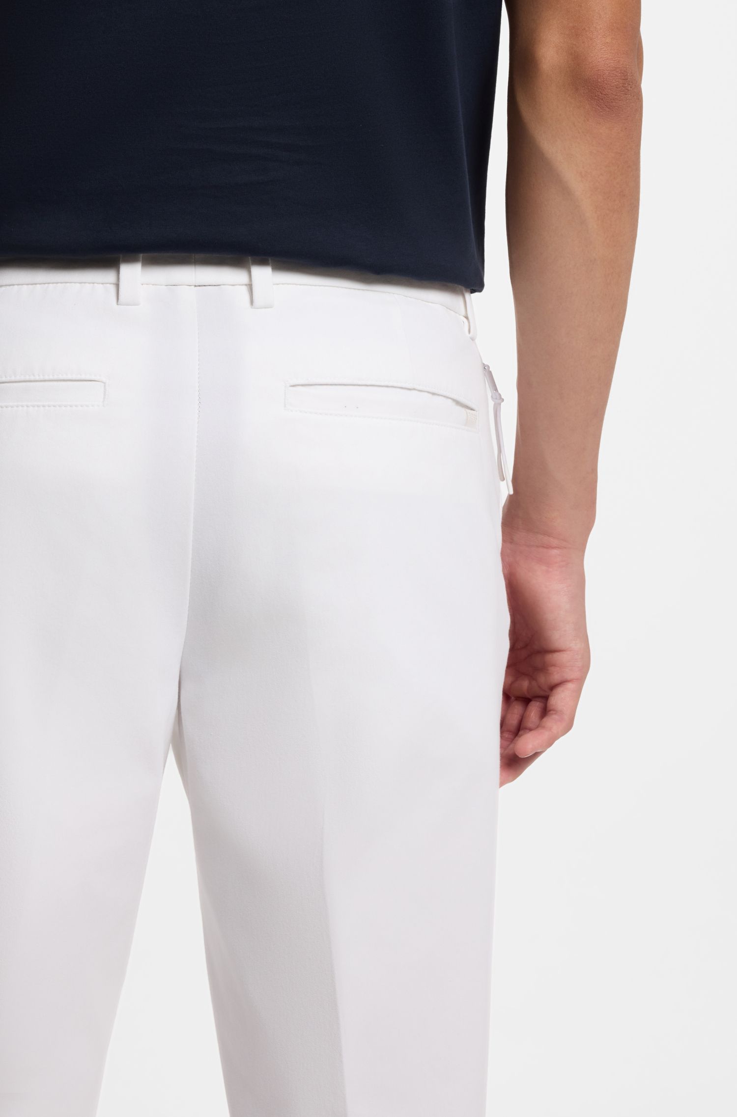 BOSS - Quần âu dáng ôm vải cotton co giãn