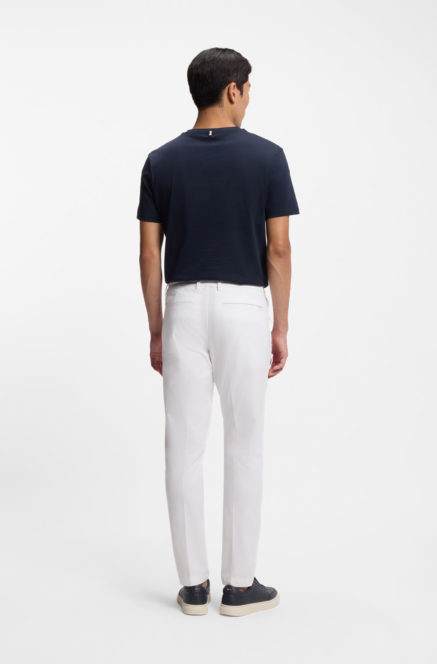 BOSS - Quần âu dáng ôm vải cotton co giãn