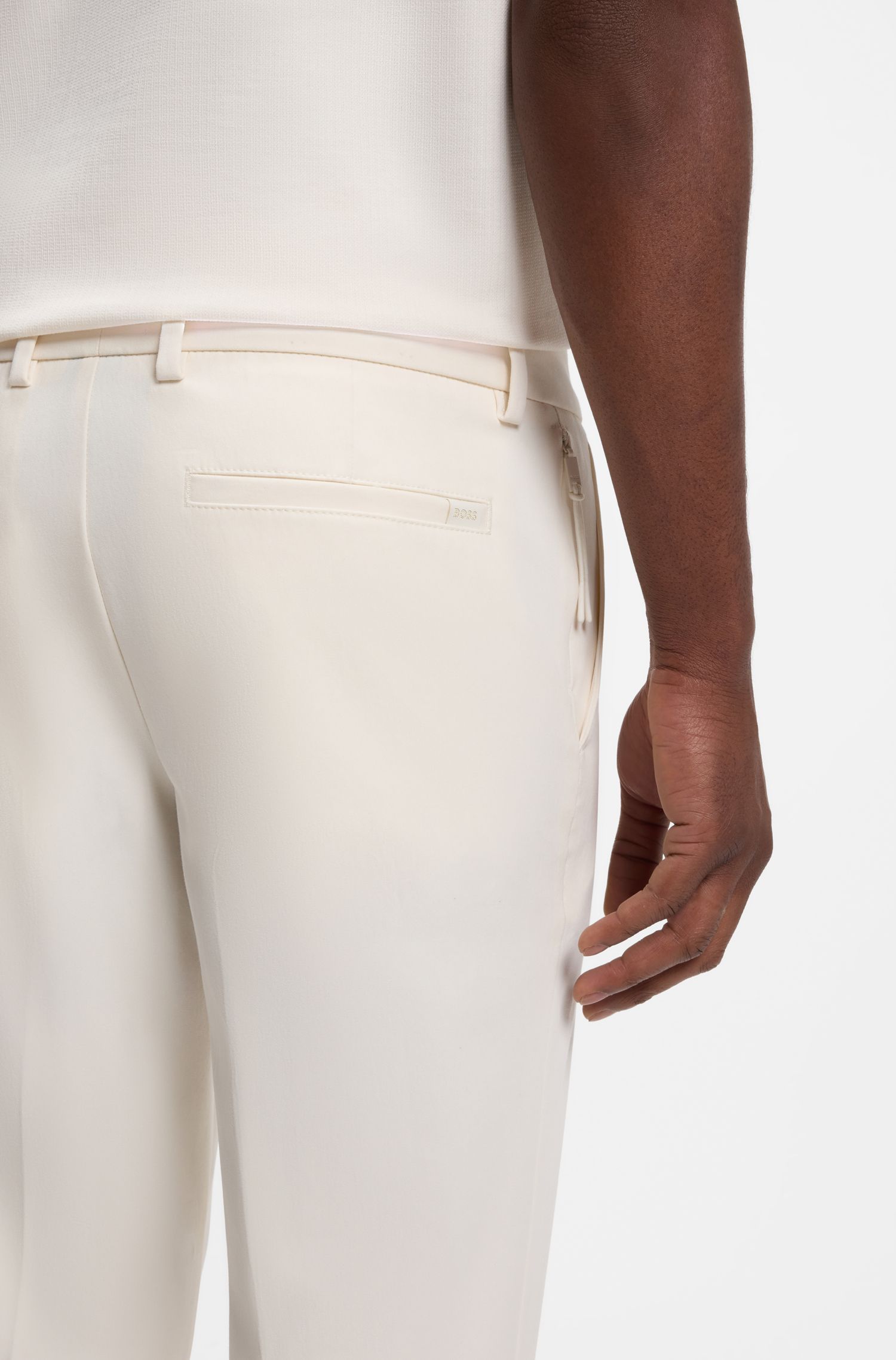 BOSS - Quần âu dáng ôm vải cotton co giãn