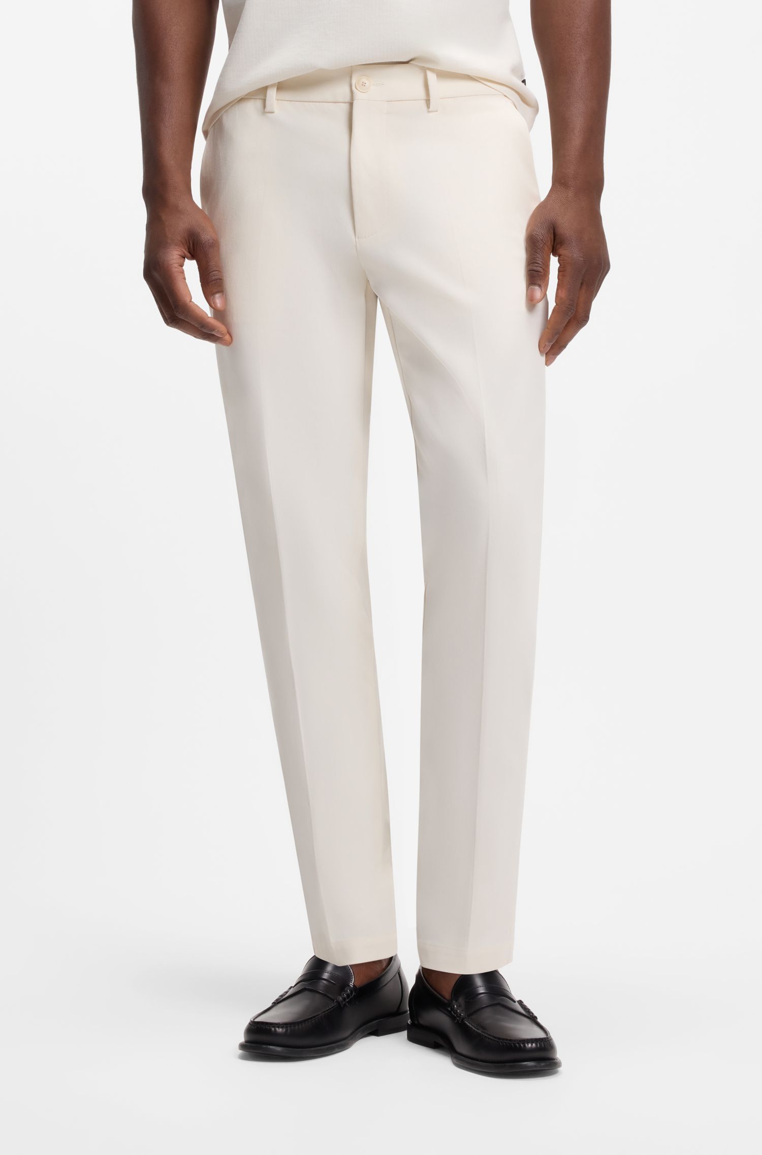 BOSS - Quần âu dáng ôm vải cotton co giãn