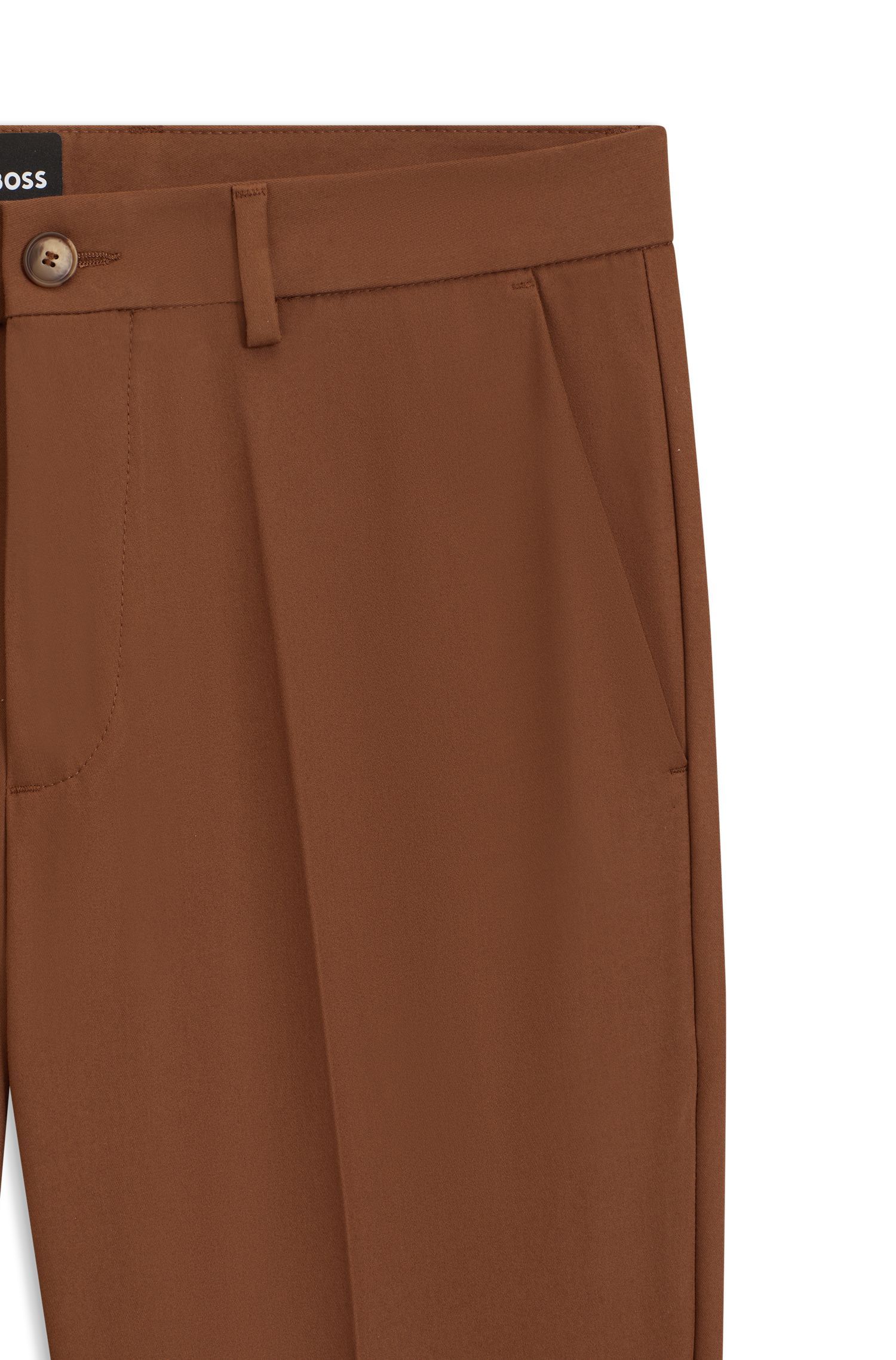 BOSS - Quần âu dáng ôm vải cotton co giãn
