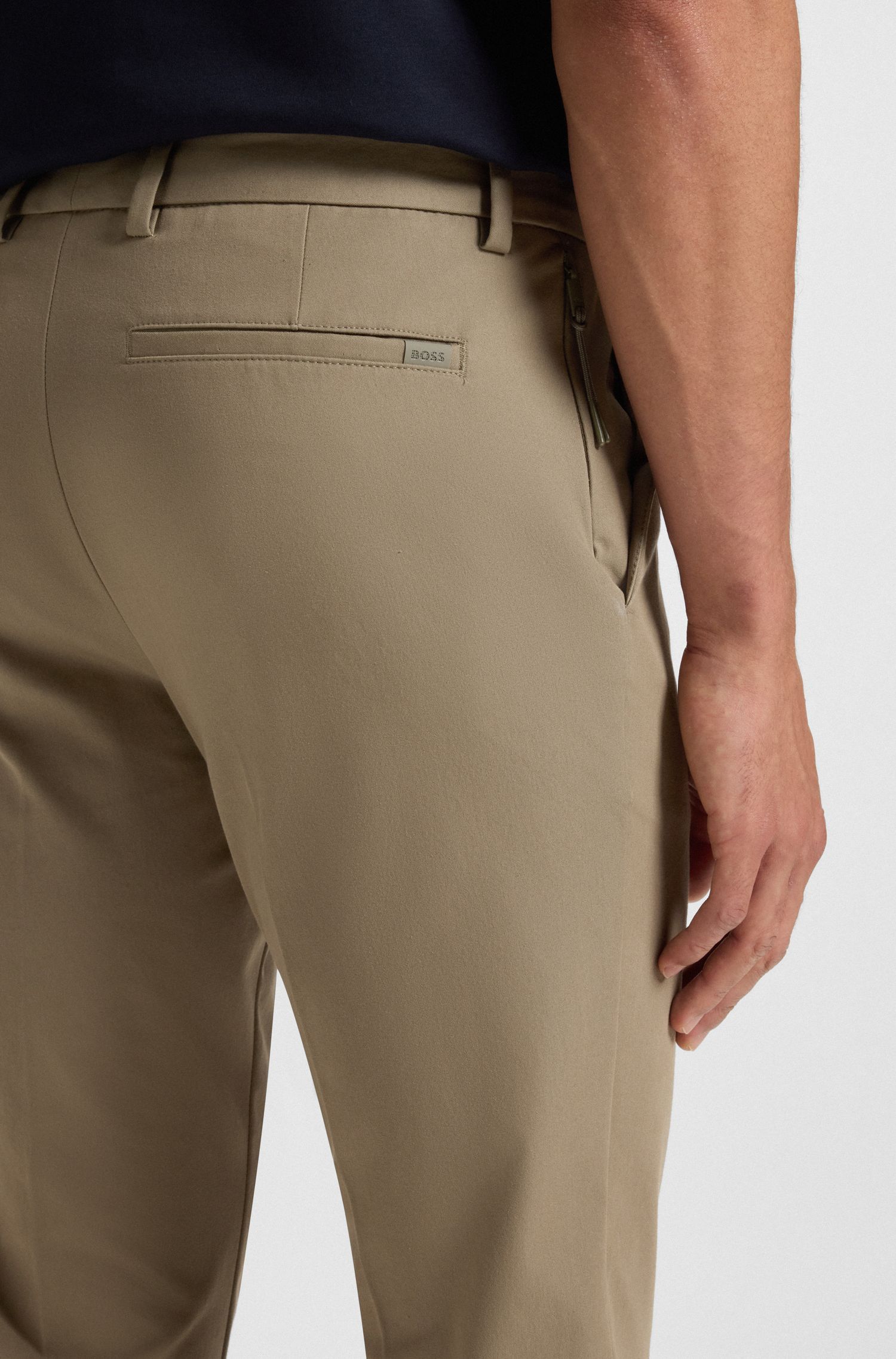 BOSS - Quần âu dáng ôm vải cotton co giãn