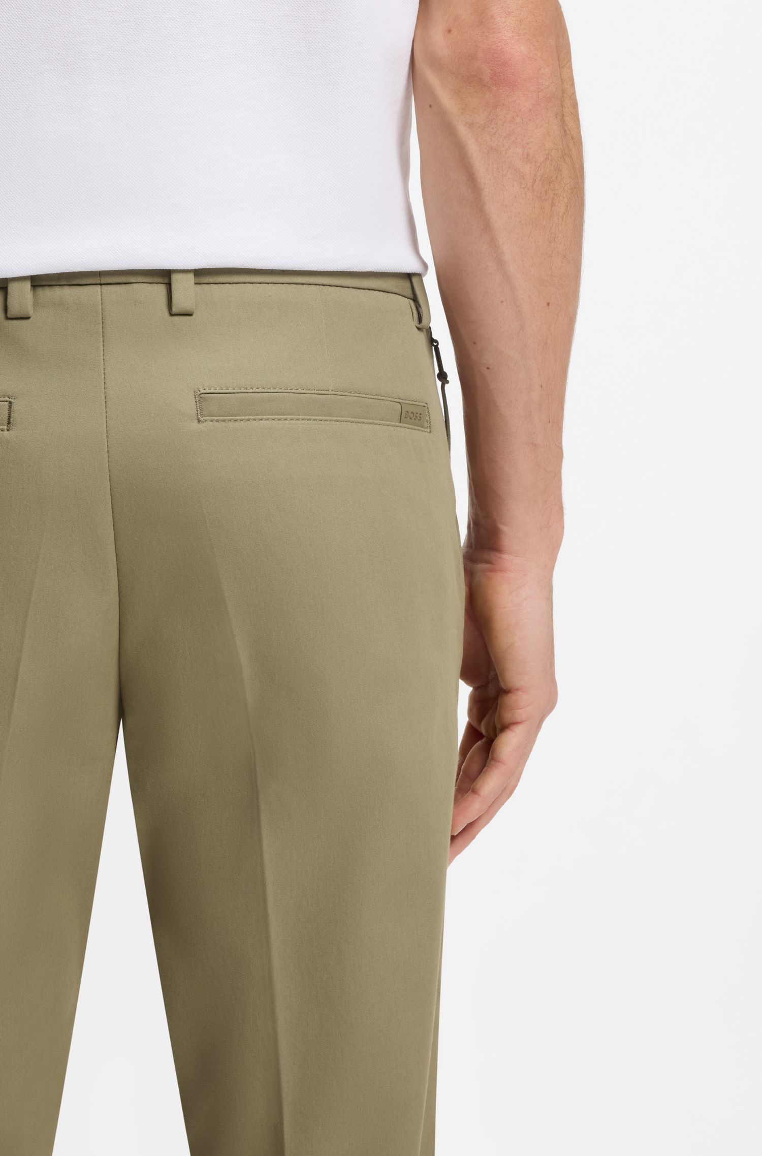 BOSS - Quần âu dáng ôm vải cotton co giãn