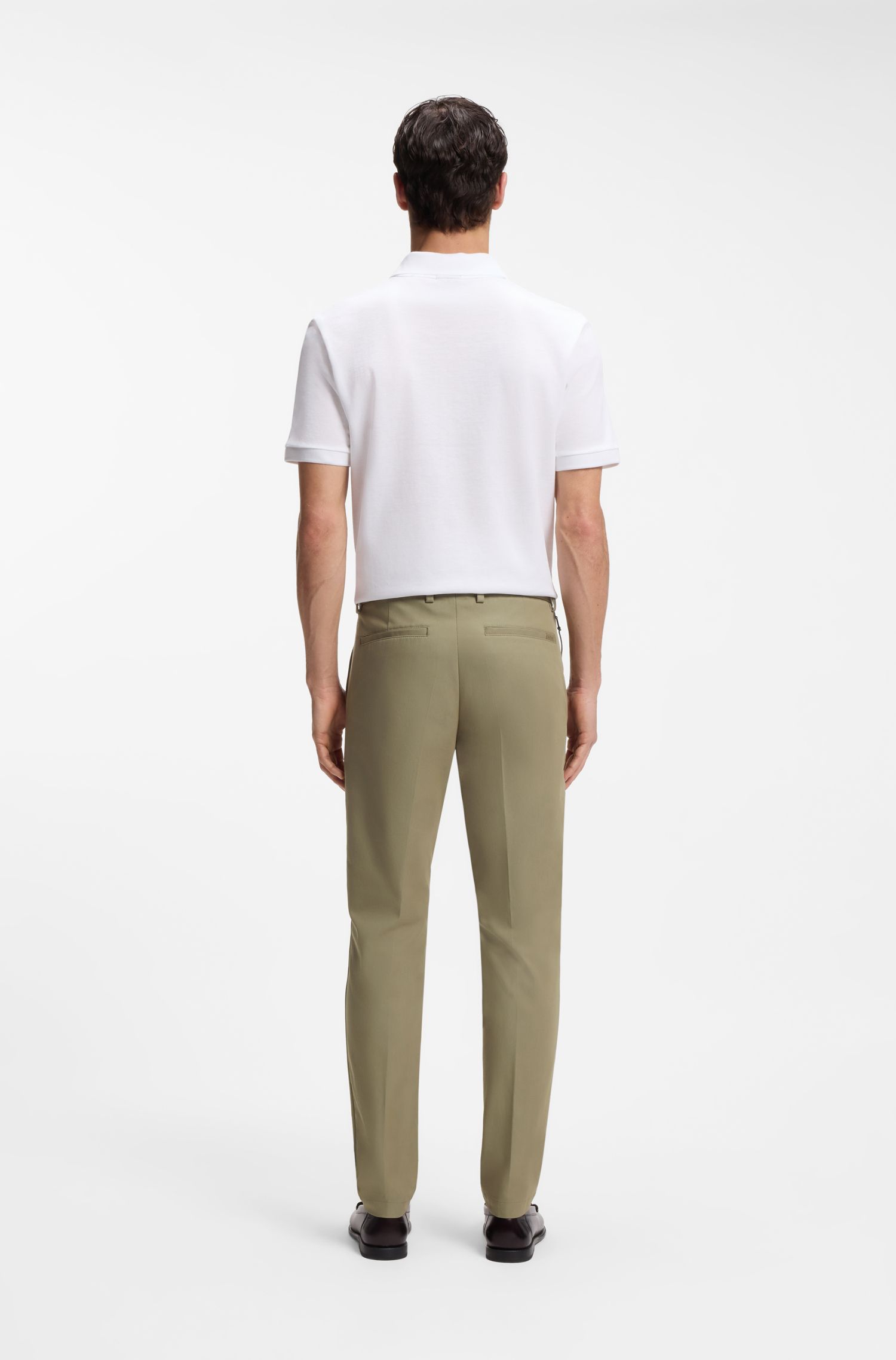 BOSS - Quần âu dáng ôm vải cotton co giãn