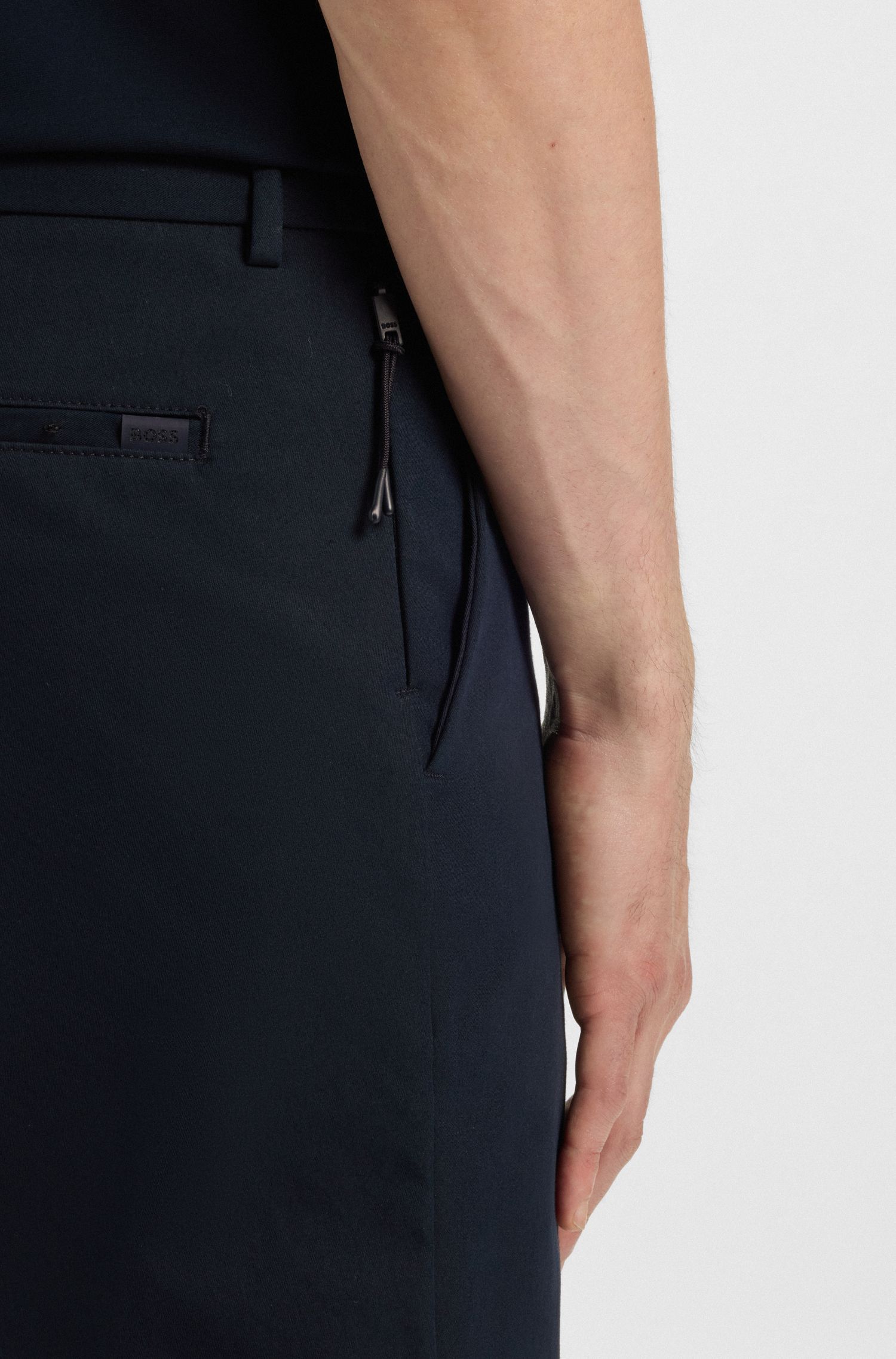 BOSS - Quần âu dáng ôm vải cotton co giãn