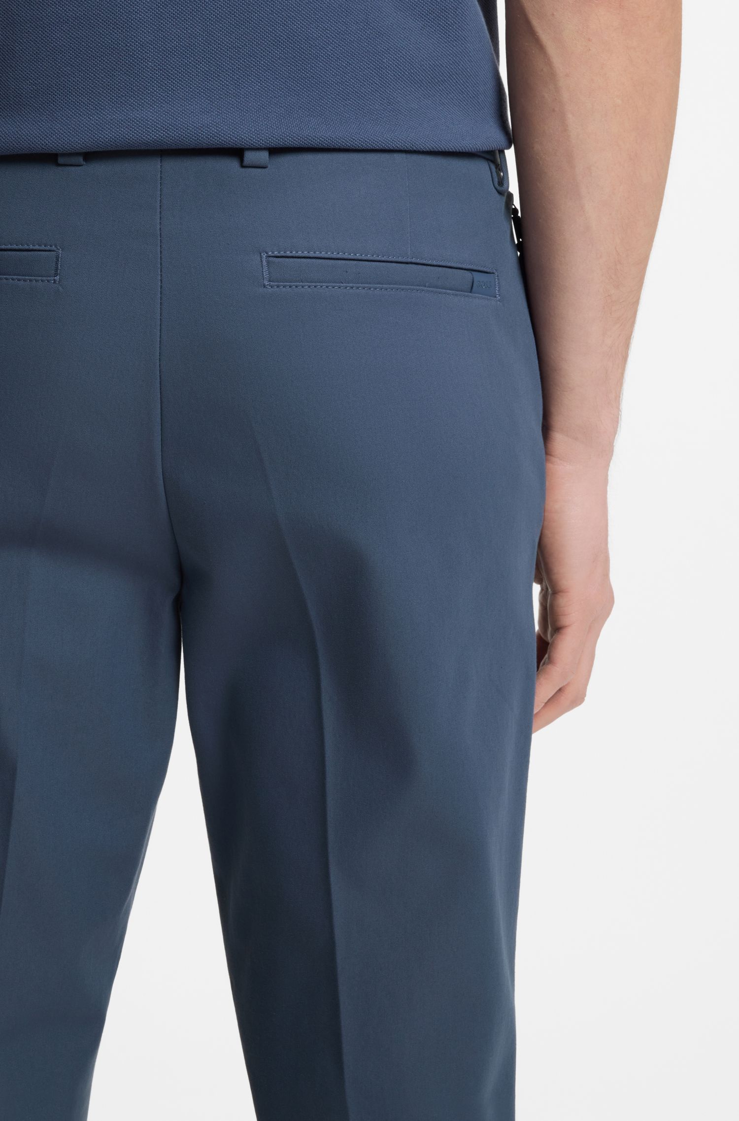 BOSS - Quần âu dáng ôm vải cotton co giãn