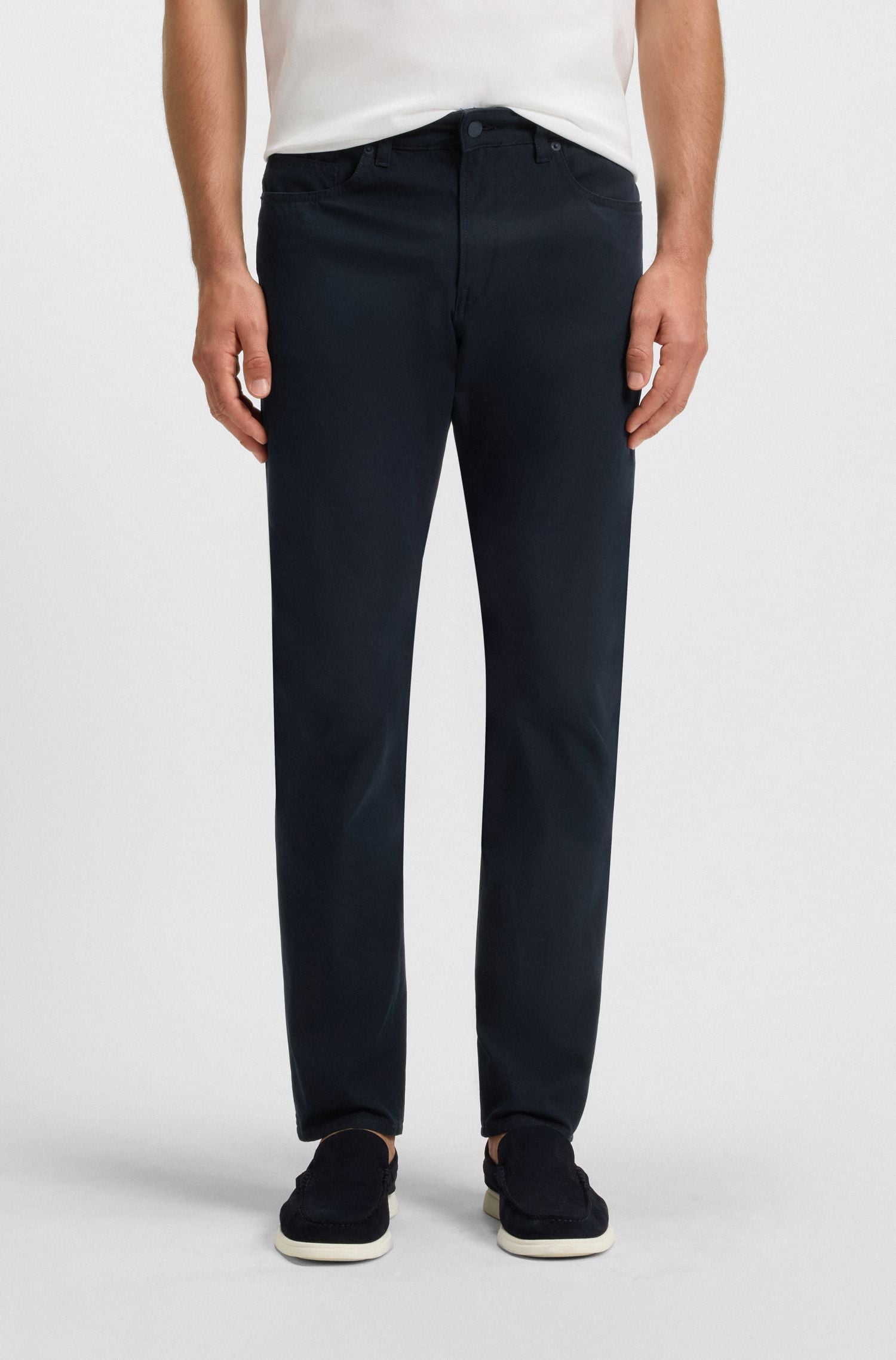 Quần âu Delaware dáng slim-fit vải cotton twill pha