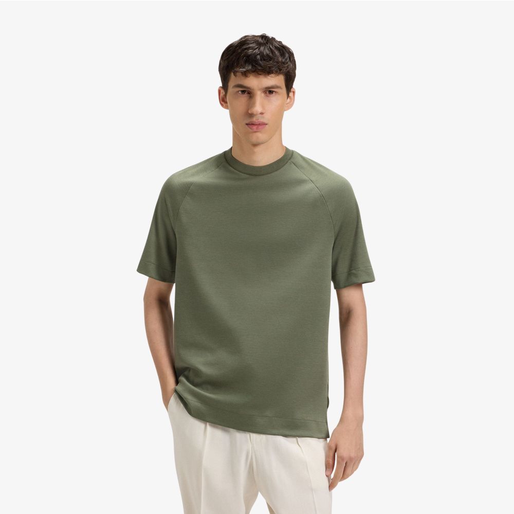 BOSS - Áo thun dáng regular fit vải cotton mercerised co giãn