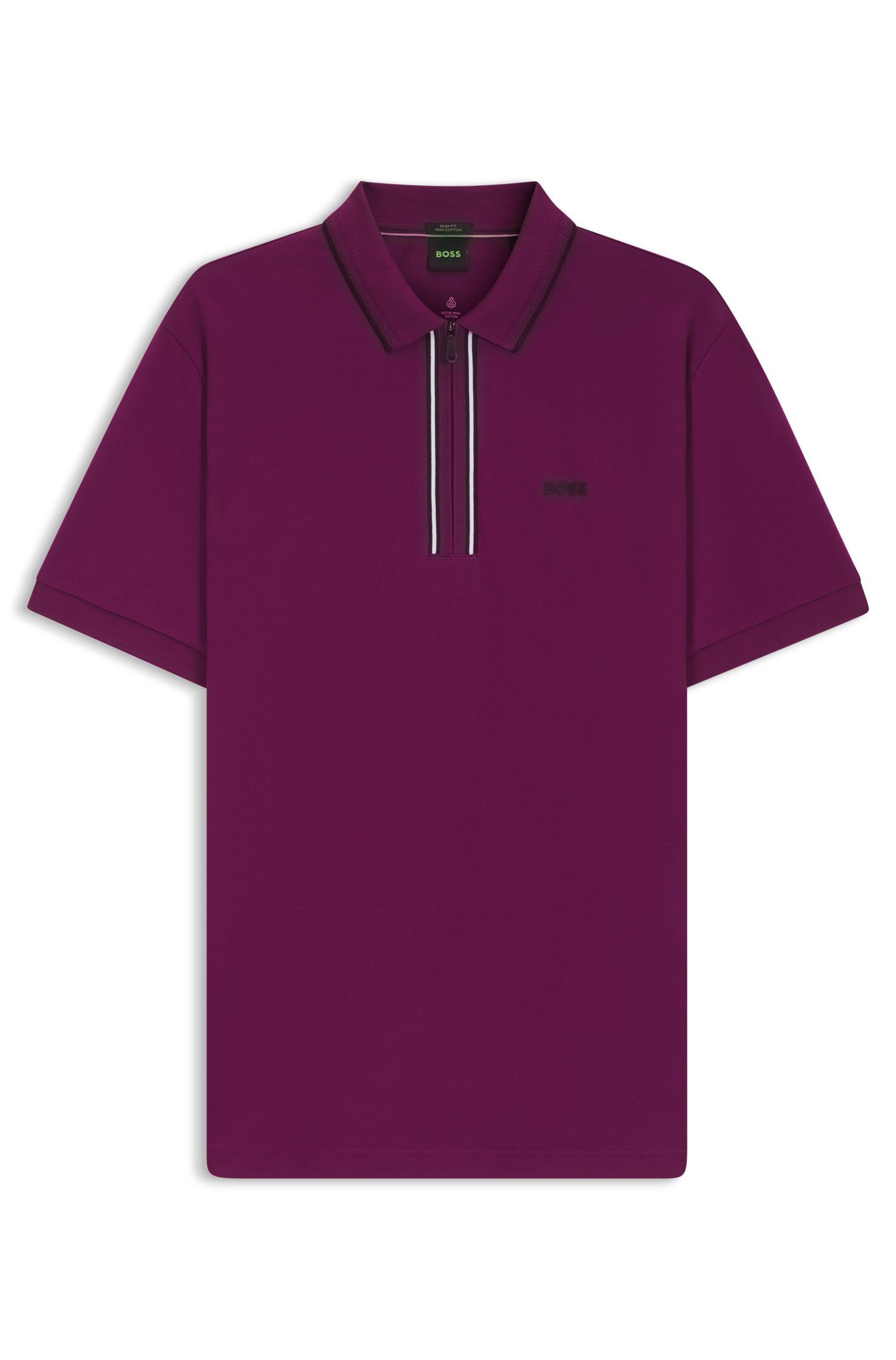 BOSS - Áo polo ôm cotton co giãn vải nhanh khô