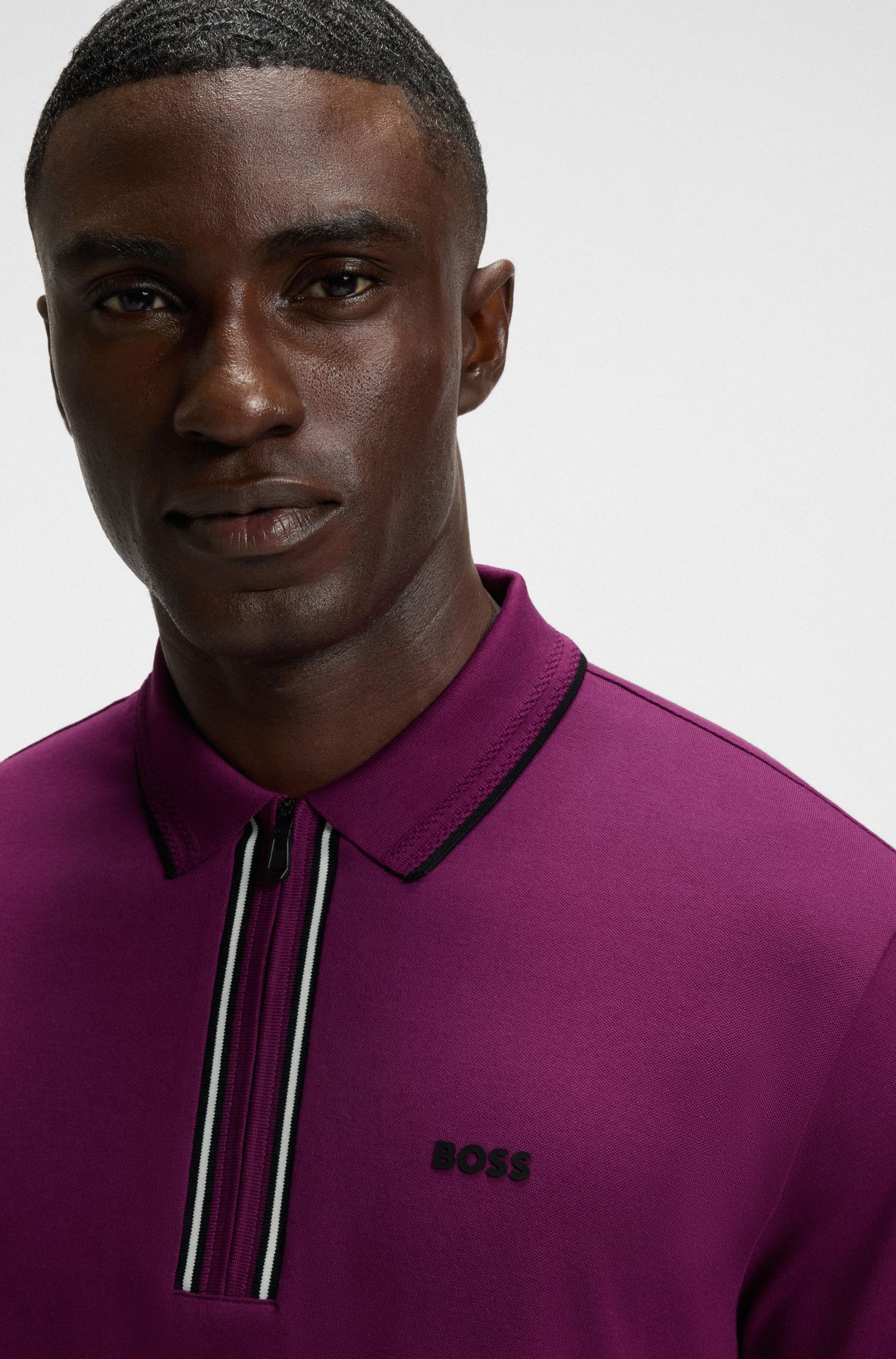 BOSS - Áo polo ôm cotton co giãn vải nhanh khô