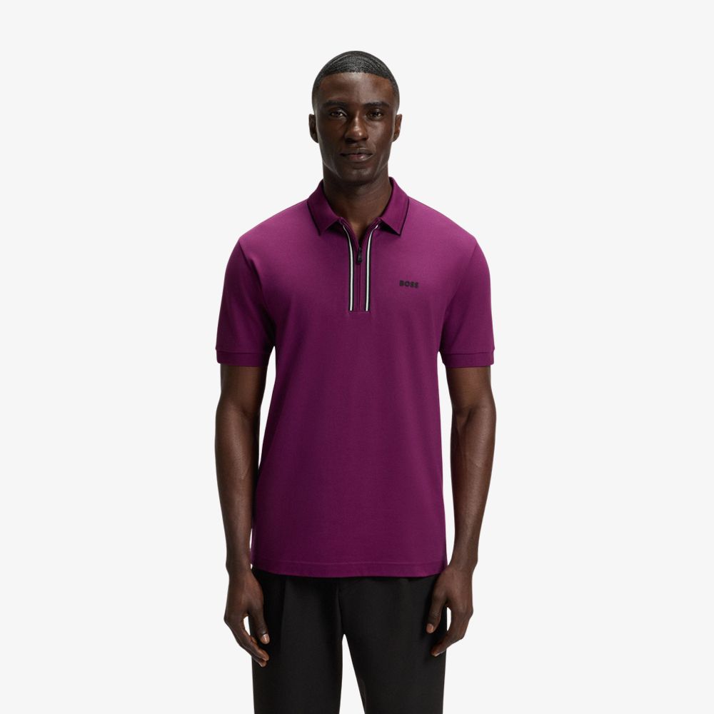 BOSS - Áo polo ôm cotton co giãn vải nhanh khô
