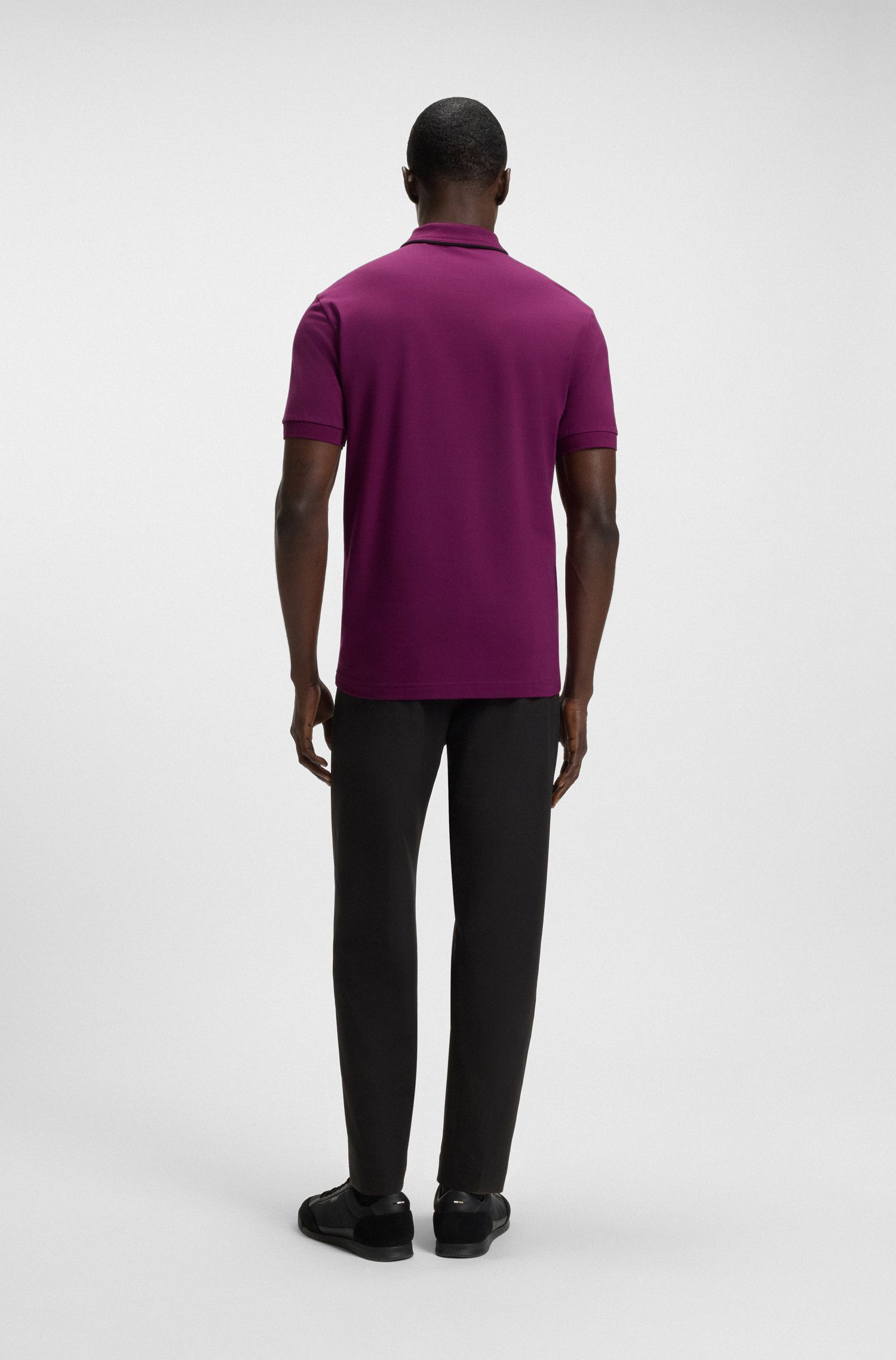 BOSS - Áo polo ôm cotton co giãn vải nhanh khô