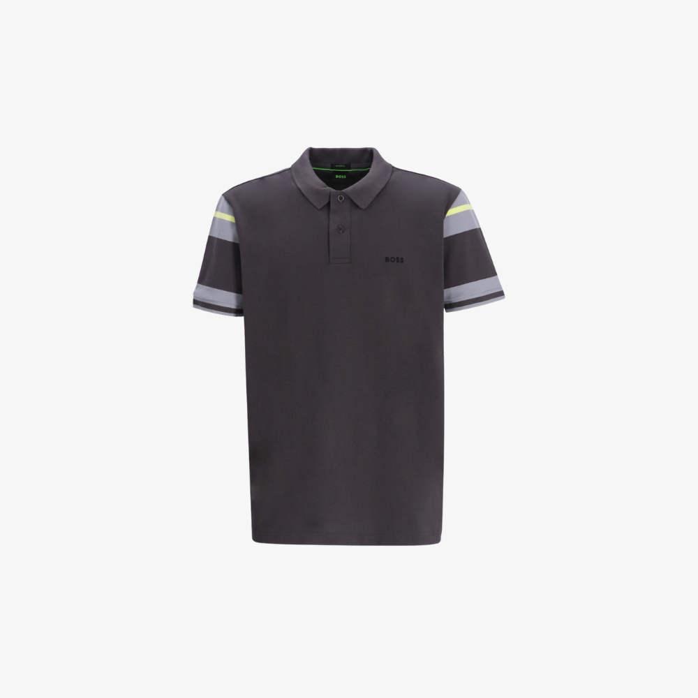 BOSS - Áo polo cotton regular-fit kẻ sọc khối