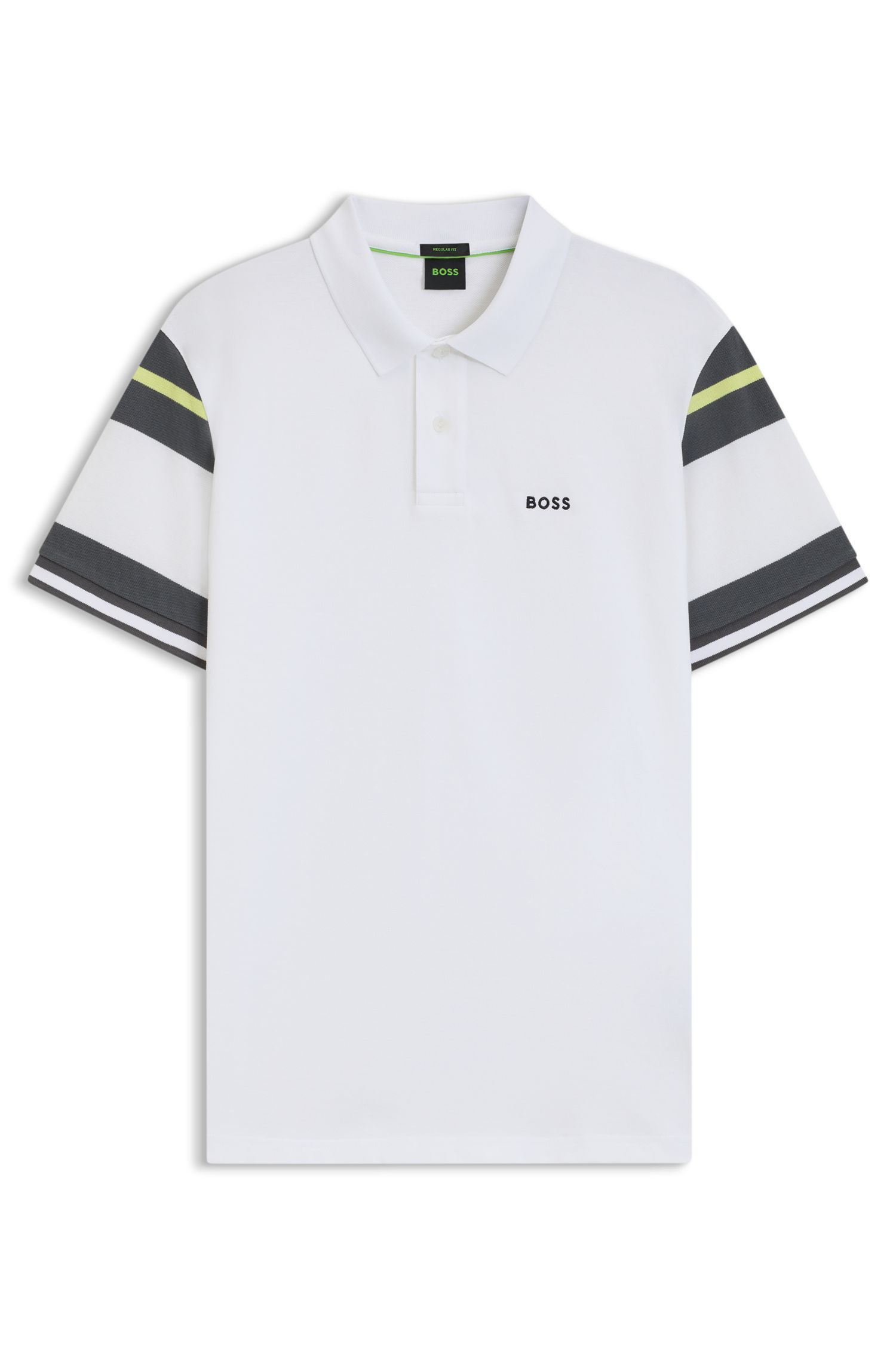 BOSS - Áo polo cotton regular-fit kẻ sọc khối