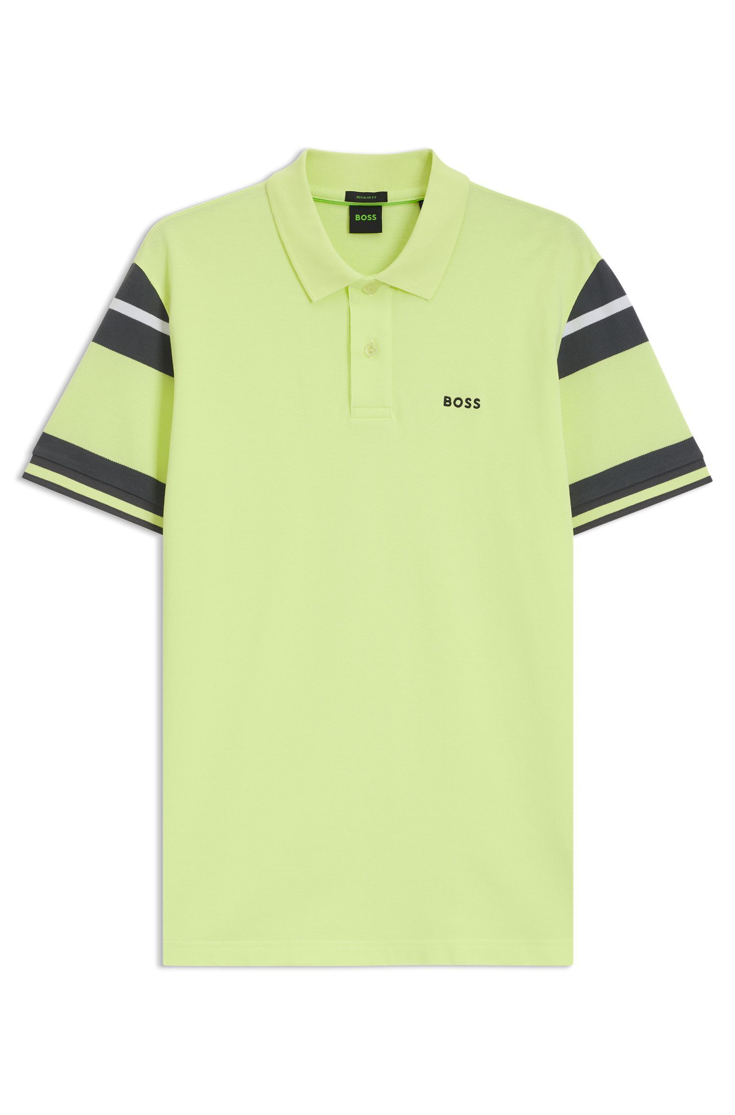 BOSS - Áo polo cotton regular-fit kẻ sọc khối