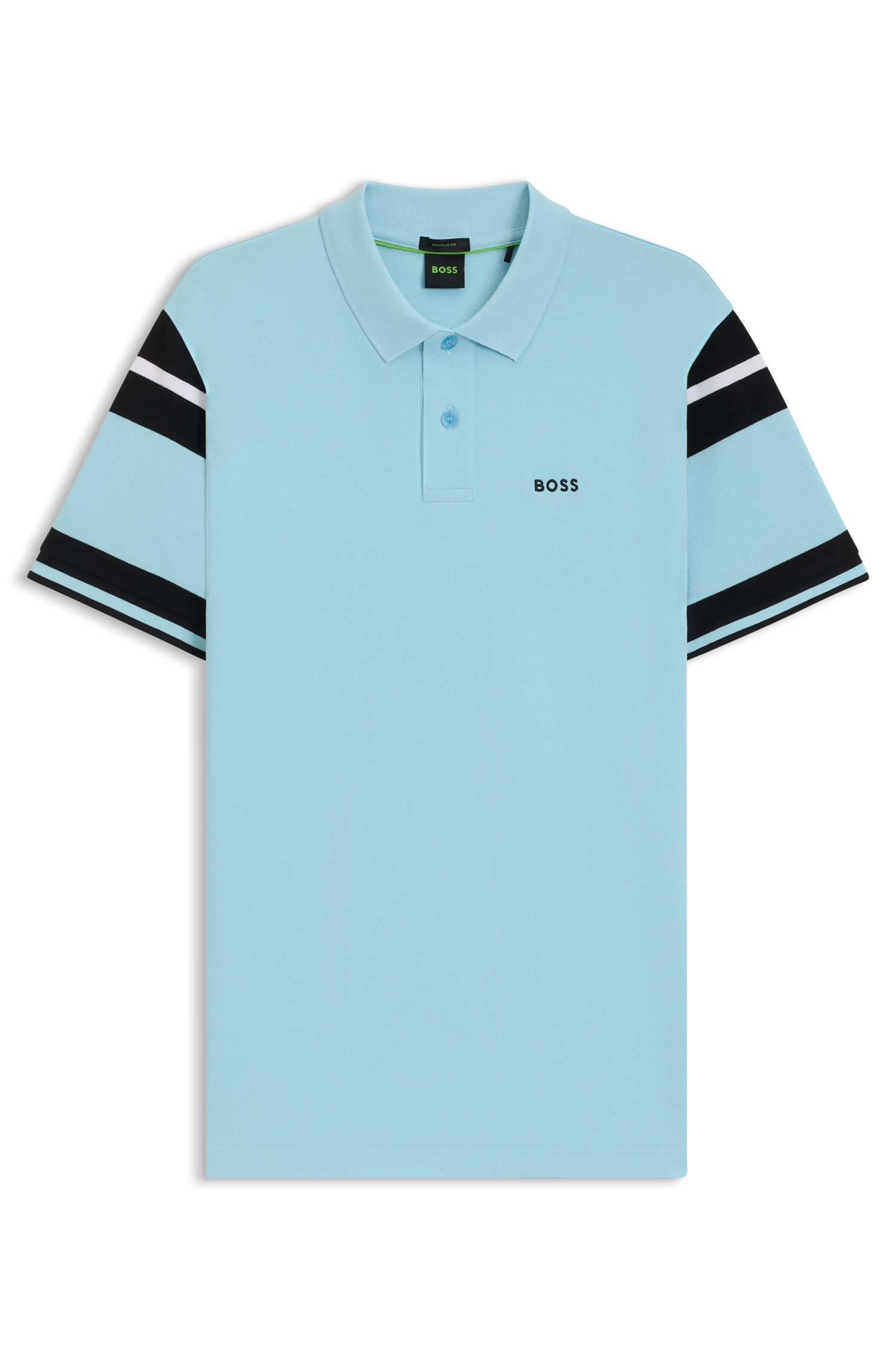 BOSS - Áo polo cotton regular-fit kẻ sọc khối