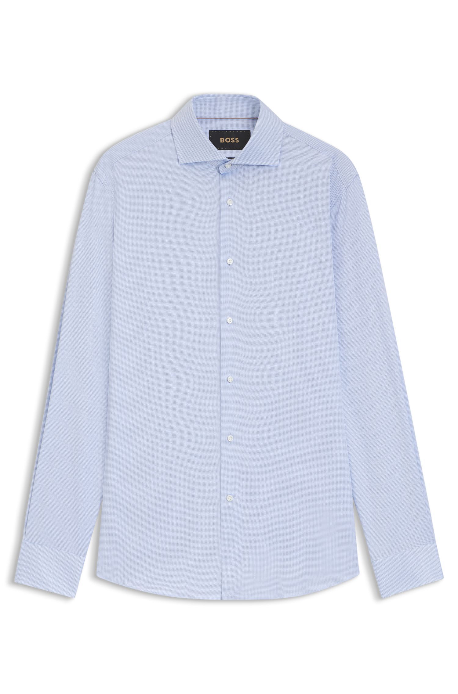 BOSS - Áo sơ mi dáng slim fit vải cotton Ý họa tiết micro