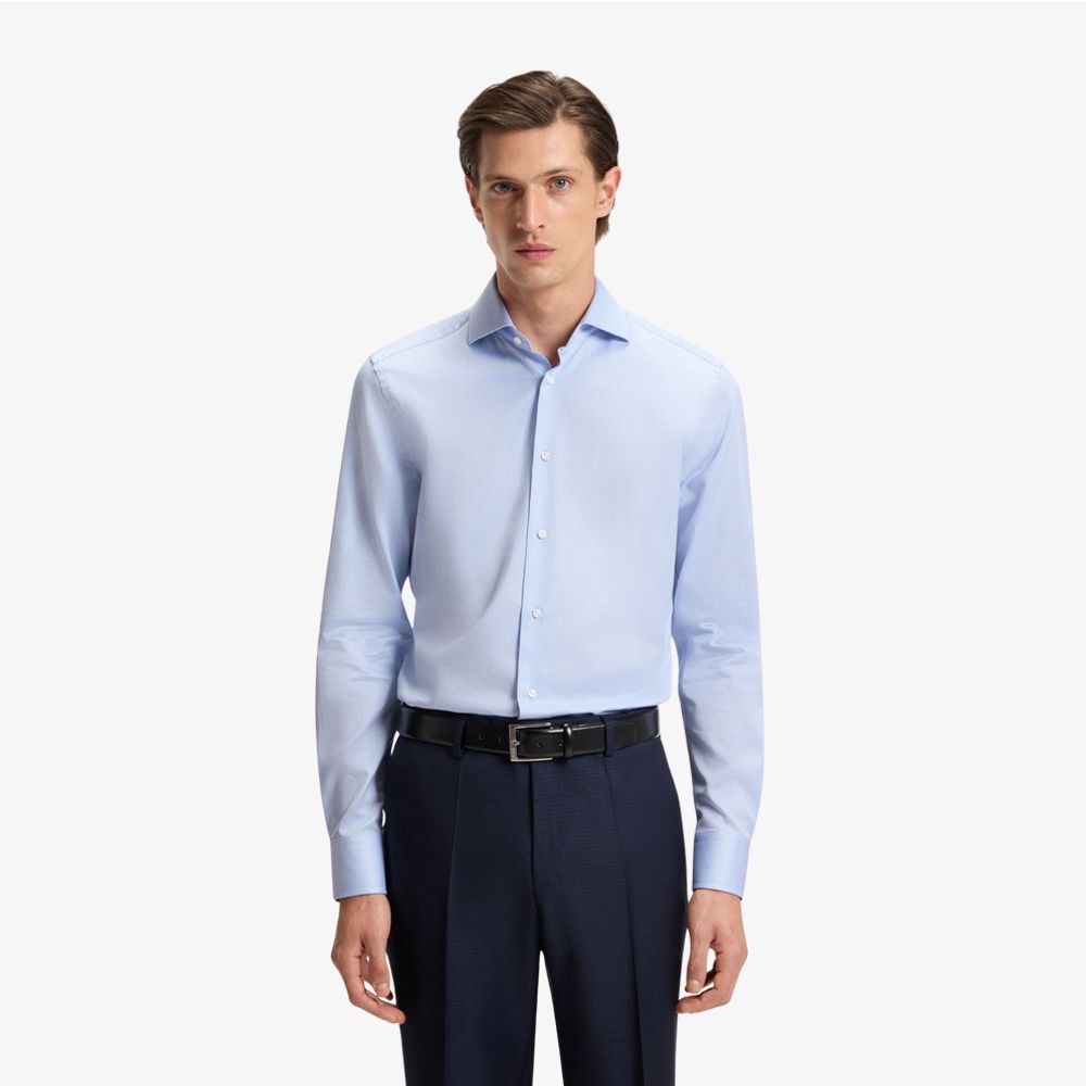 BOSS - Áo sơ mi dáng slim fit vải cotton Ý họa tiết micro