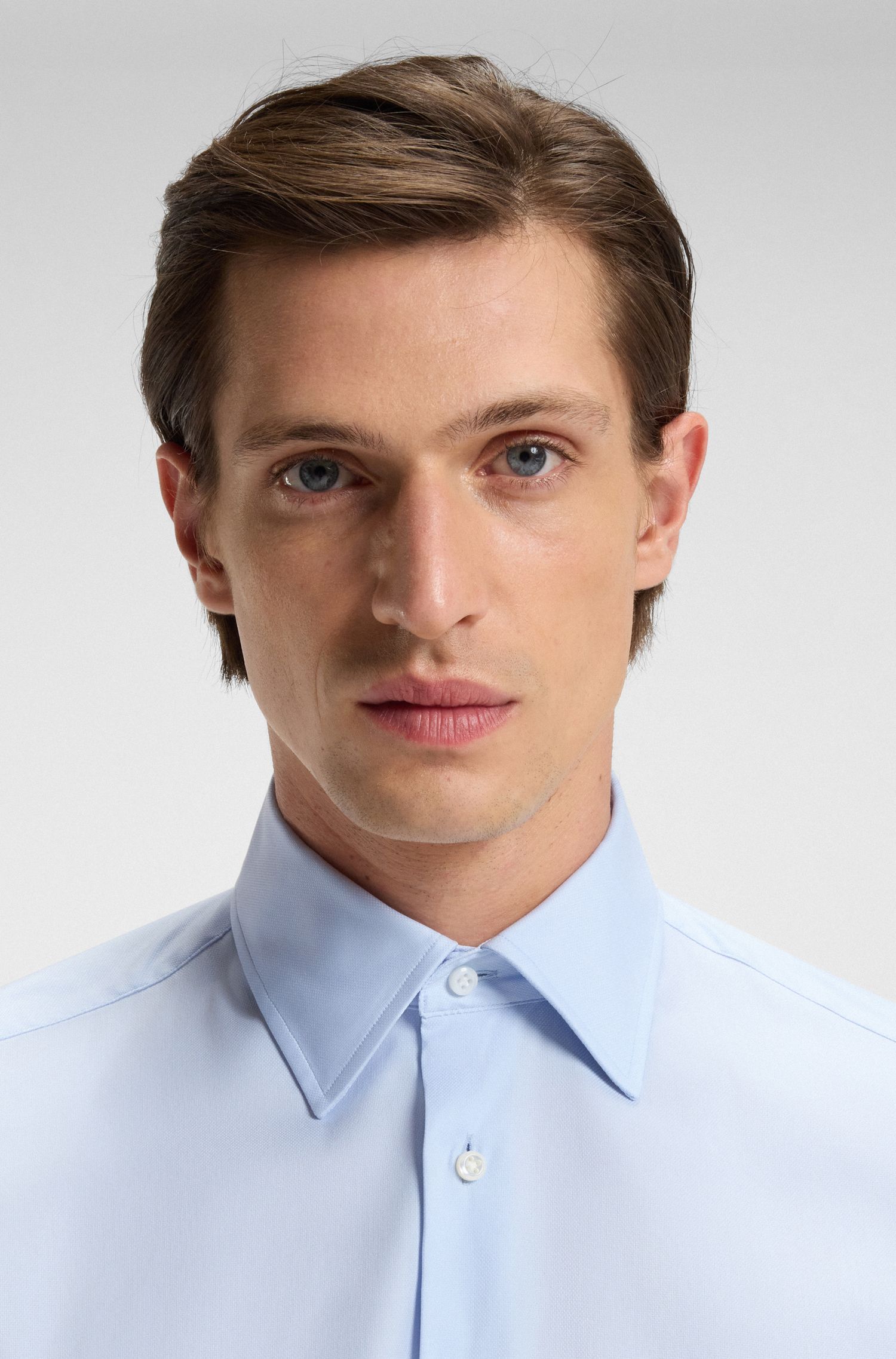 BOSS - Áo sơ mi dáng slim fit vải cotton Ý