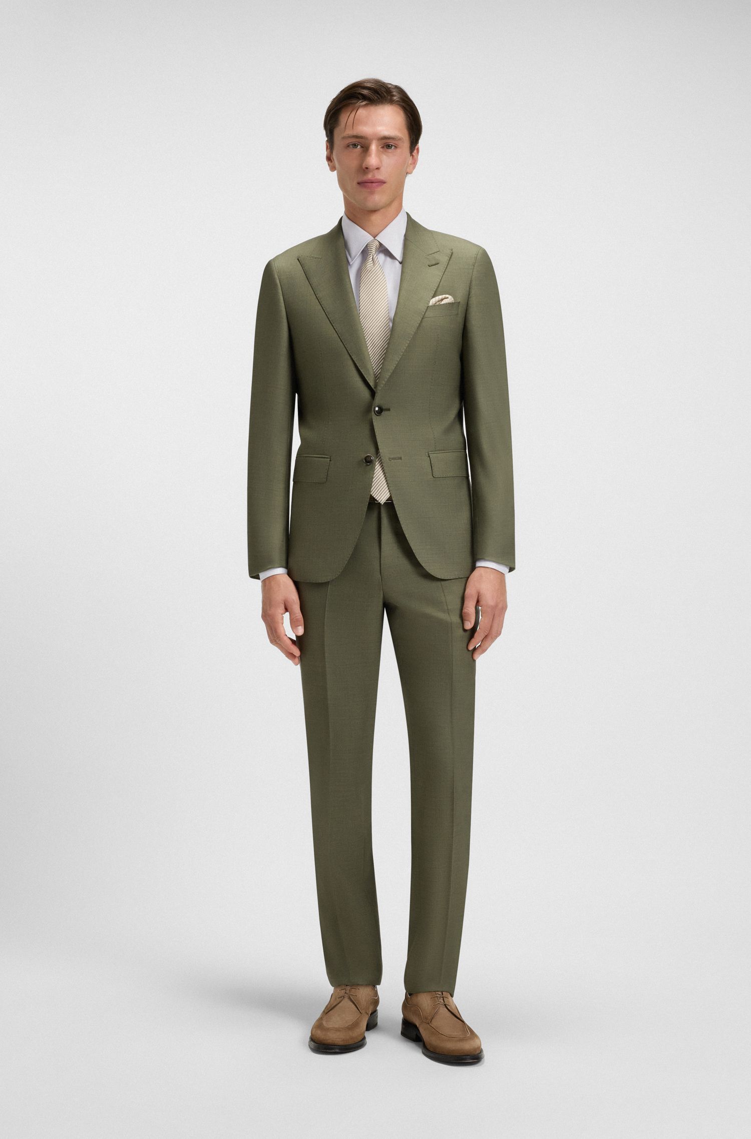 BOSS - Áo sơ mi dáng regular fit vải cotton pha Ý