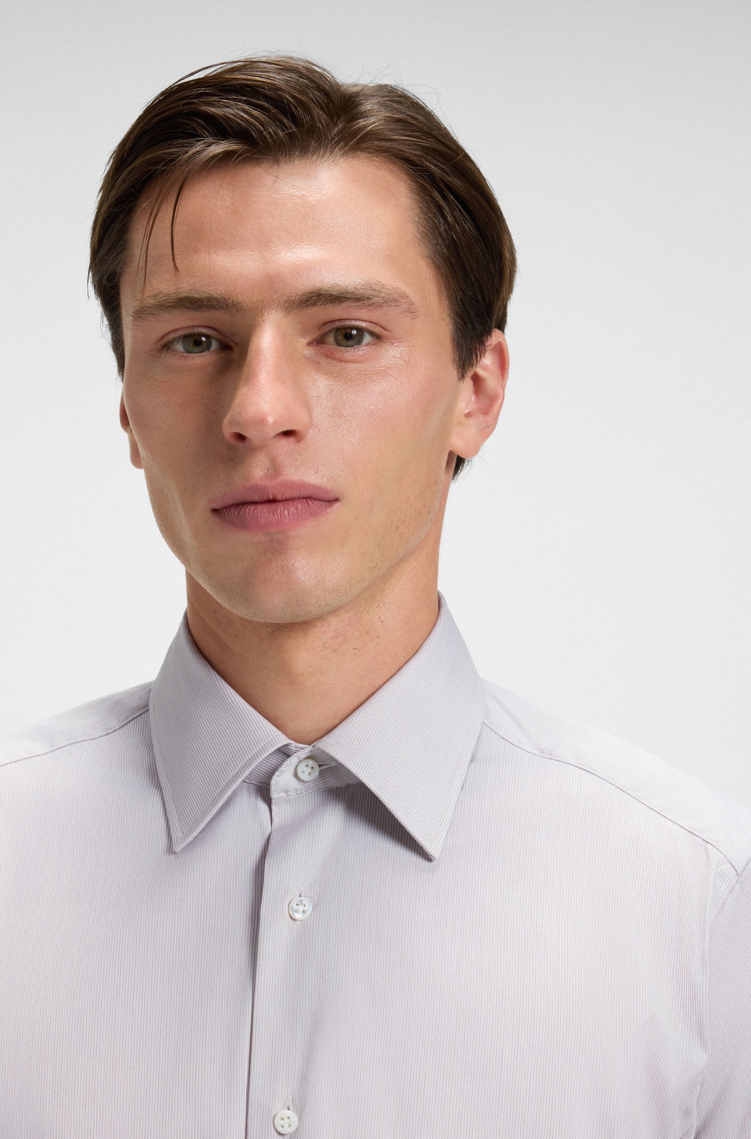 BOSS - Áo sơ mi dáng regular fit vải cotton pha Ý