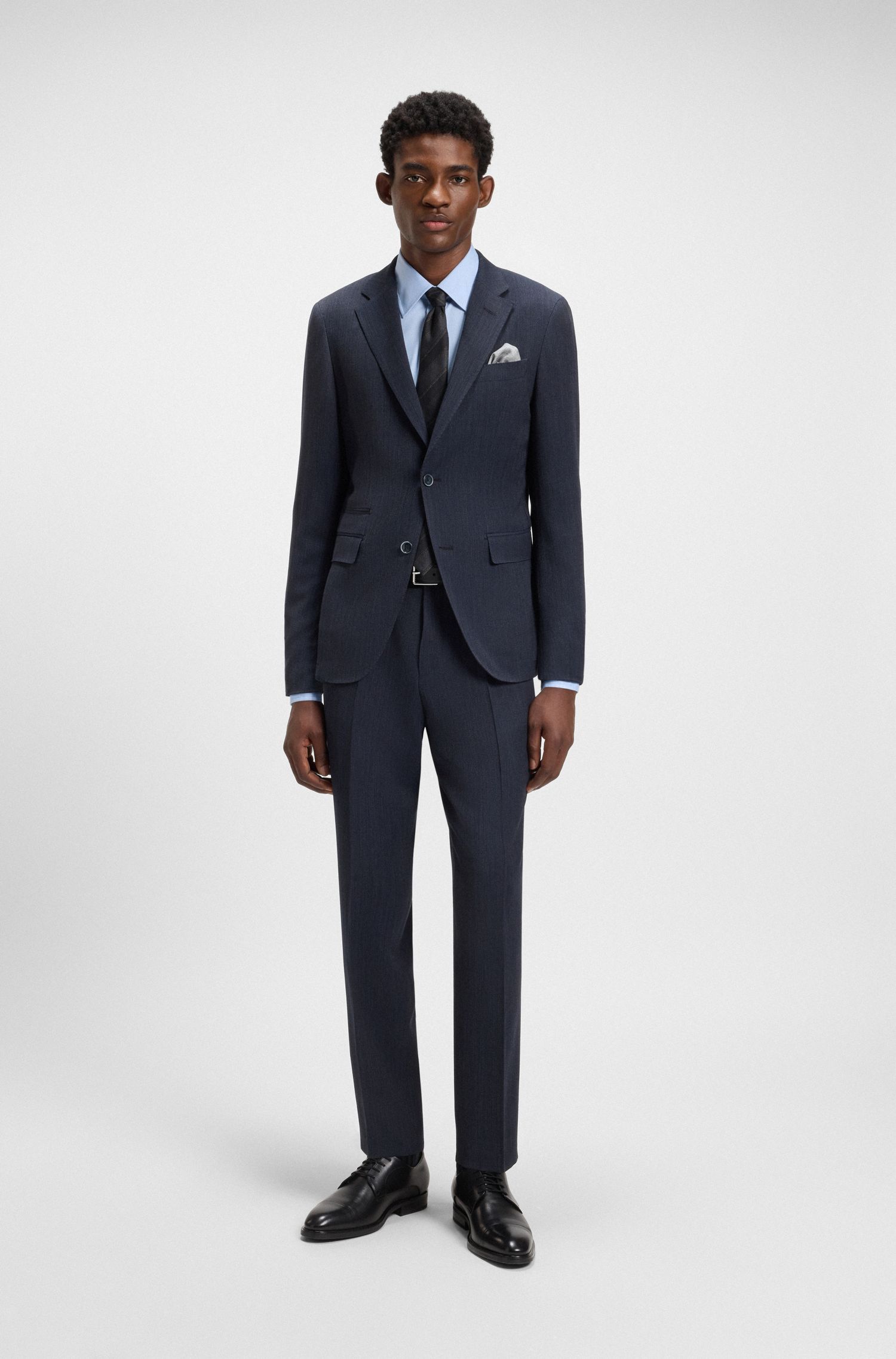 BOSS - Áo sơ mi dáng regular fit vải cotton pha Ý